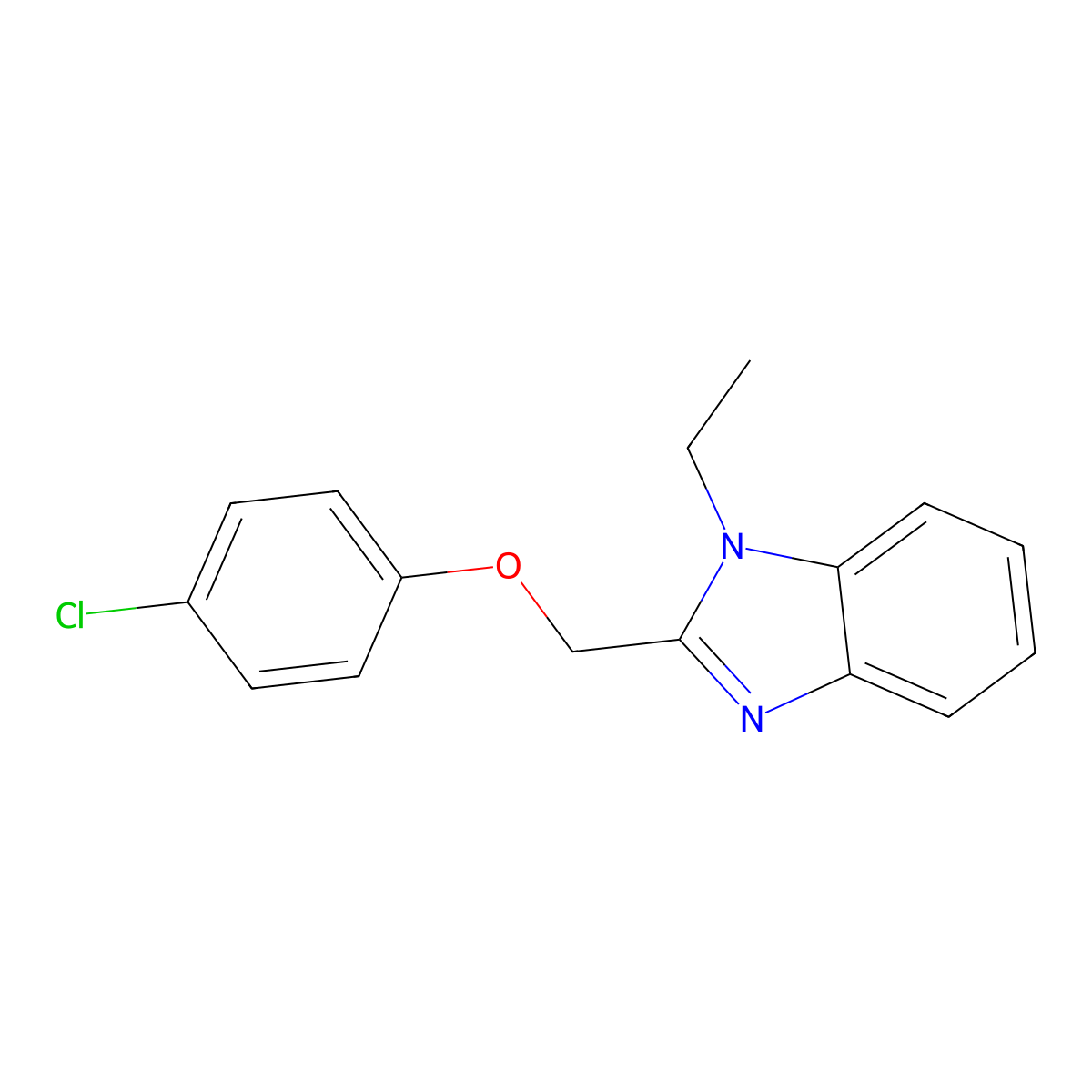 2-[(4-Chlorophenoxy)methyl]-1-ethylbenzimidazole molecular structure, CAS 433329-44-3