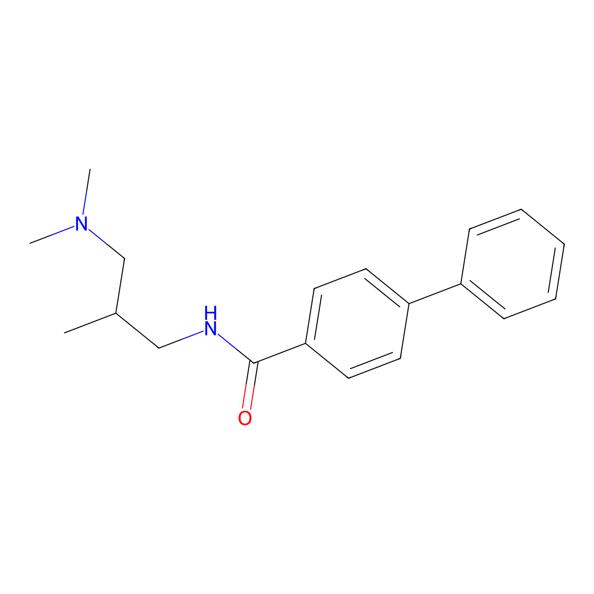 N-[3-(dimethylamino)-2-methylpropyl]-4-phenylbenzamide molecular structure, CAS 433329-47-6