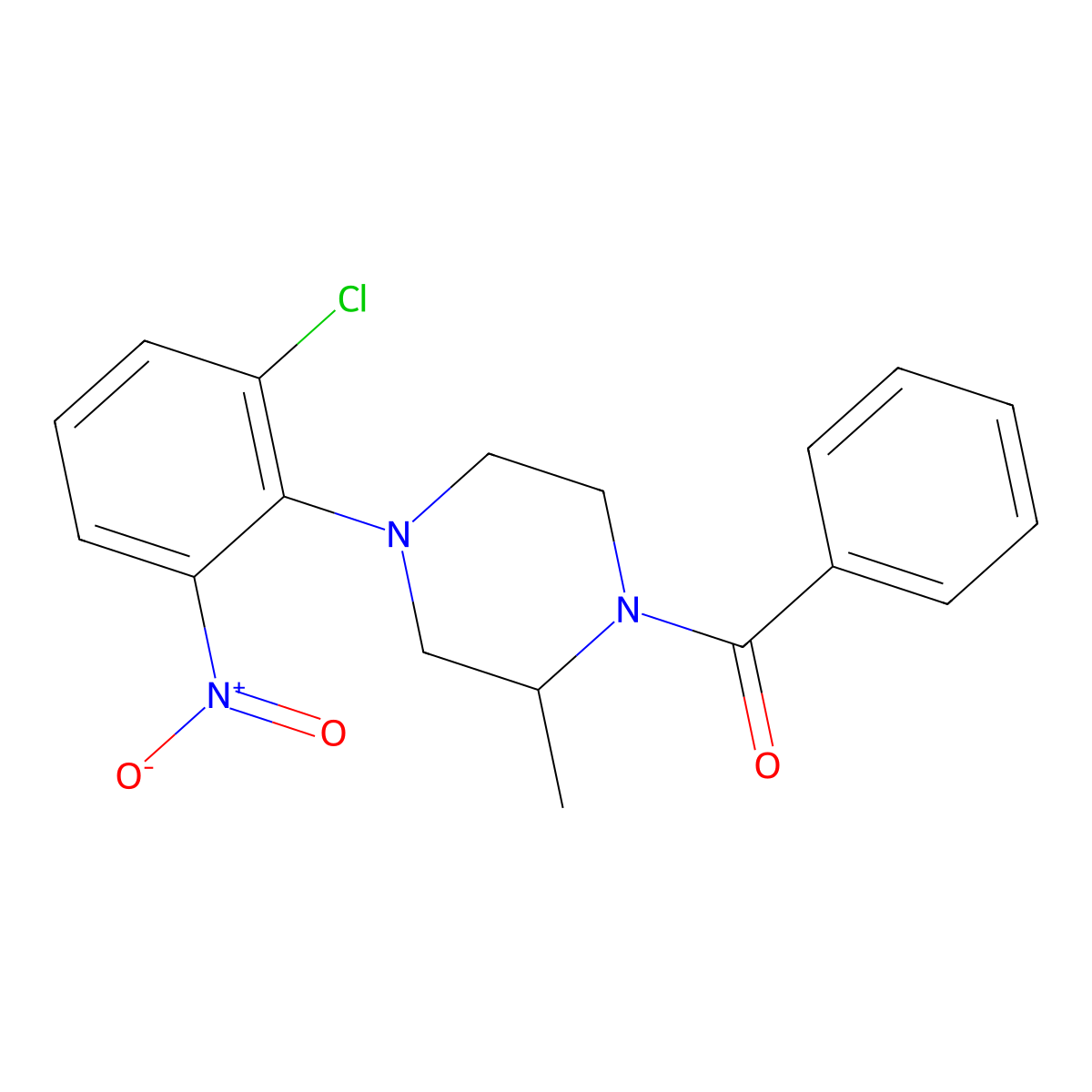 [4-(2-Chloro-6-nitrophenyl)-2-methylpiperazin-1-yl]-phenylmethanone molecular structure, CAS 433329-72-7