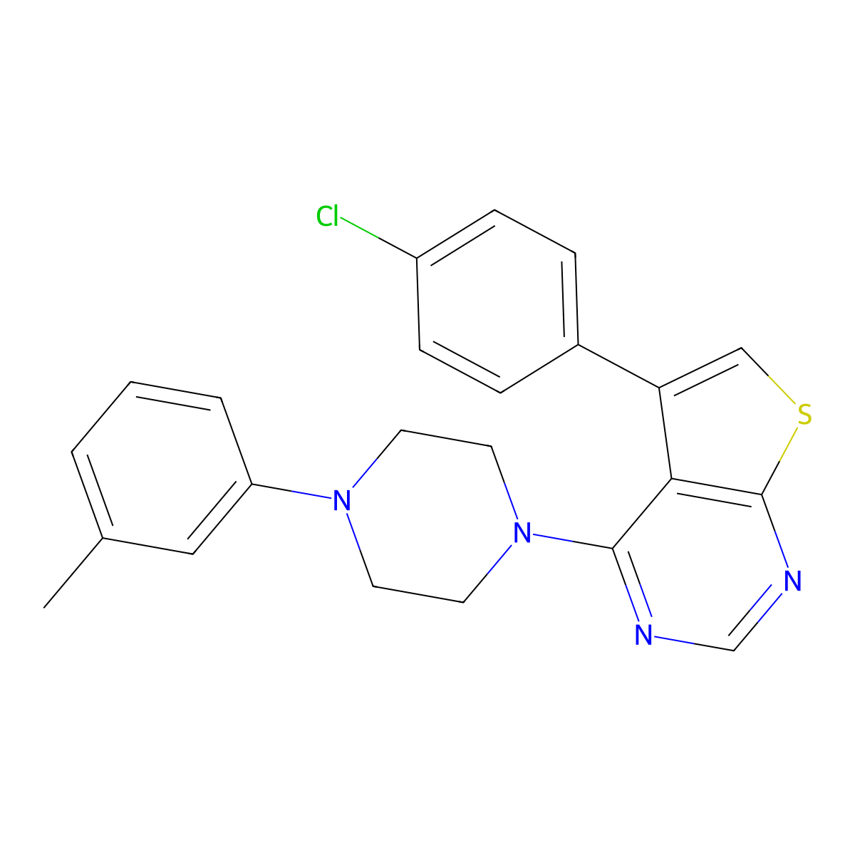 5-(4-Chlorophenyl)-4-[4-(3-methylphenyl)piperazin-1-yl]thieno[2,3-d]pyrimidine molecular structure, CAS 433329-95-4
