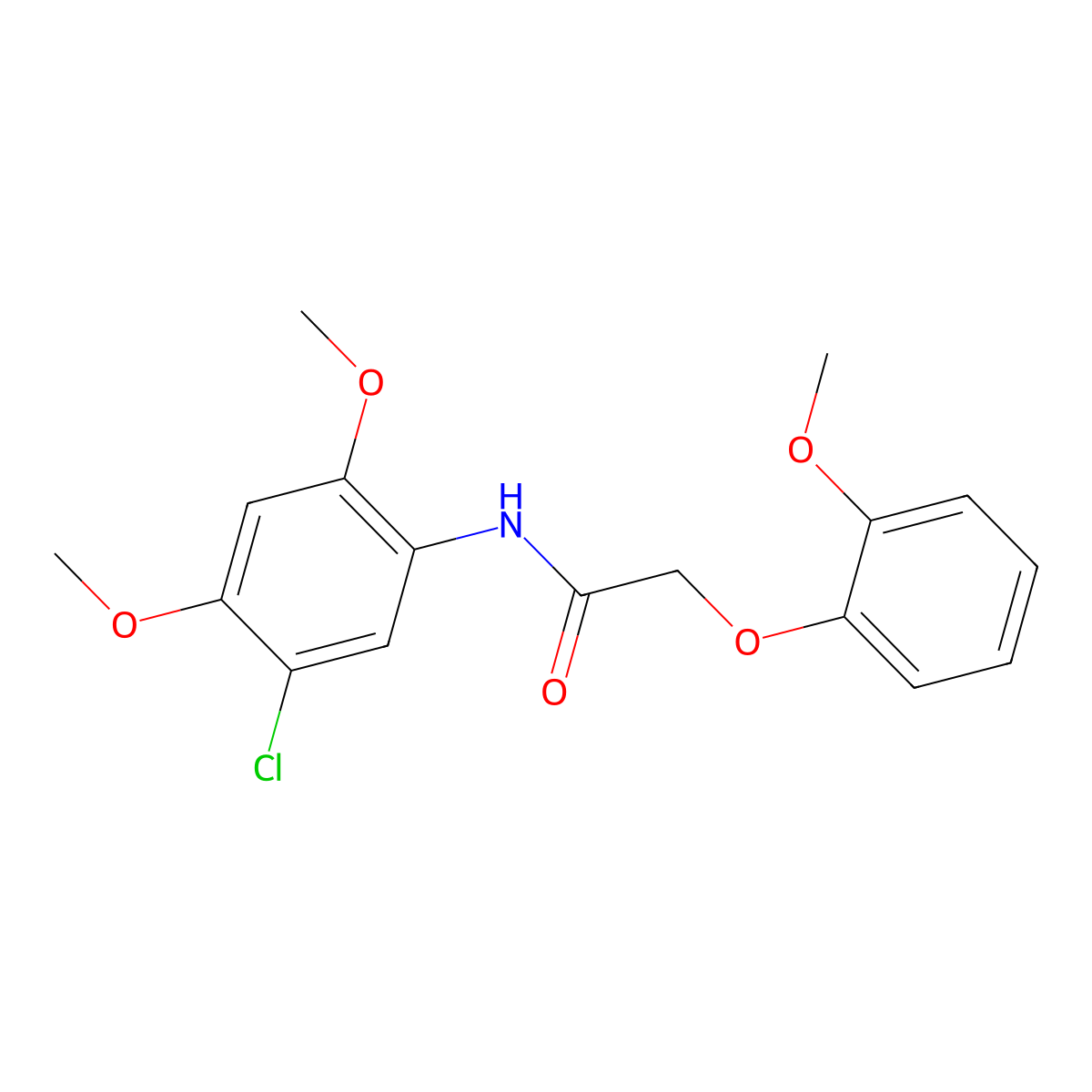 N-(5-chloro-2,4-dimethoxyphenyl)-2-(2-methoxyphenoxy)acetamide molecular structure, CAS 433329-97-6