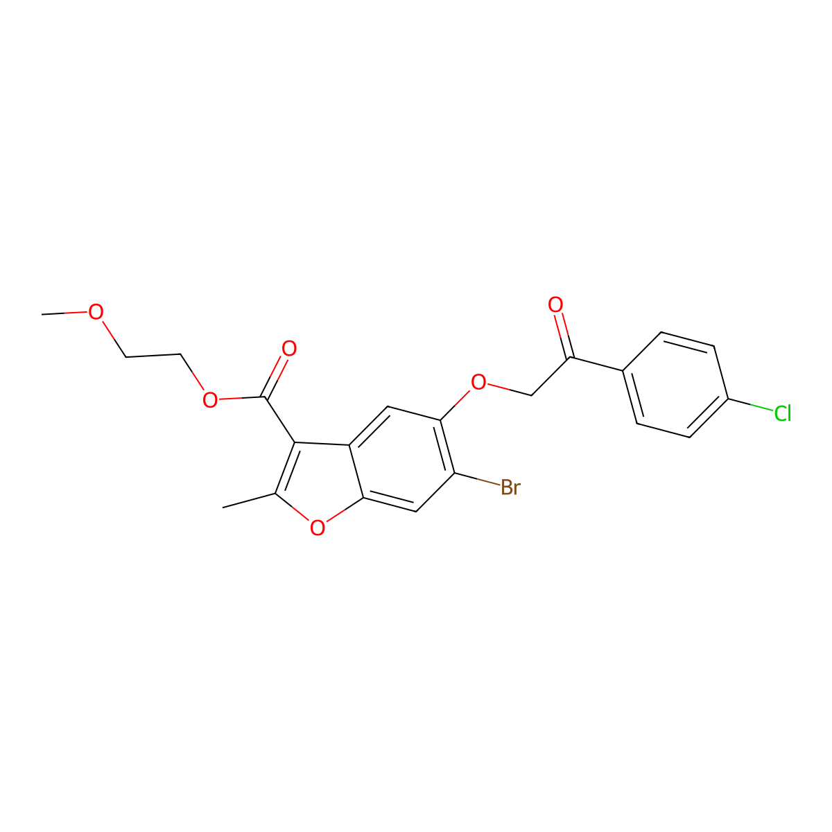 2-Methoxyethyl 6-bromo-5-[2-(4-chlorophenyl)-2-oxoethoxy]-2-methyl-1-benzofuran-3-carboxylate molecular structure, CAS 433330-12-2