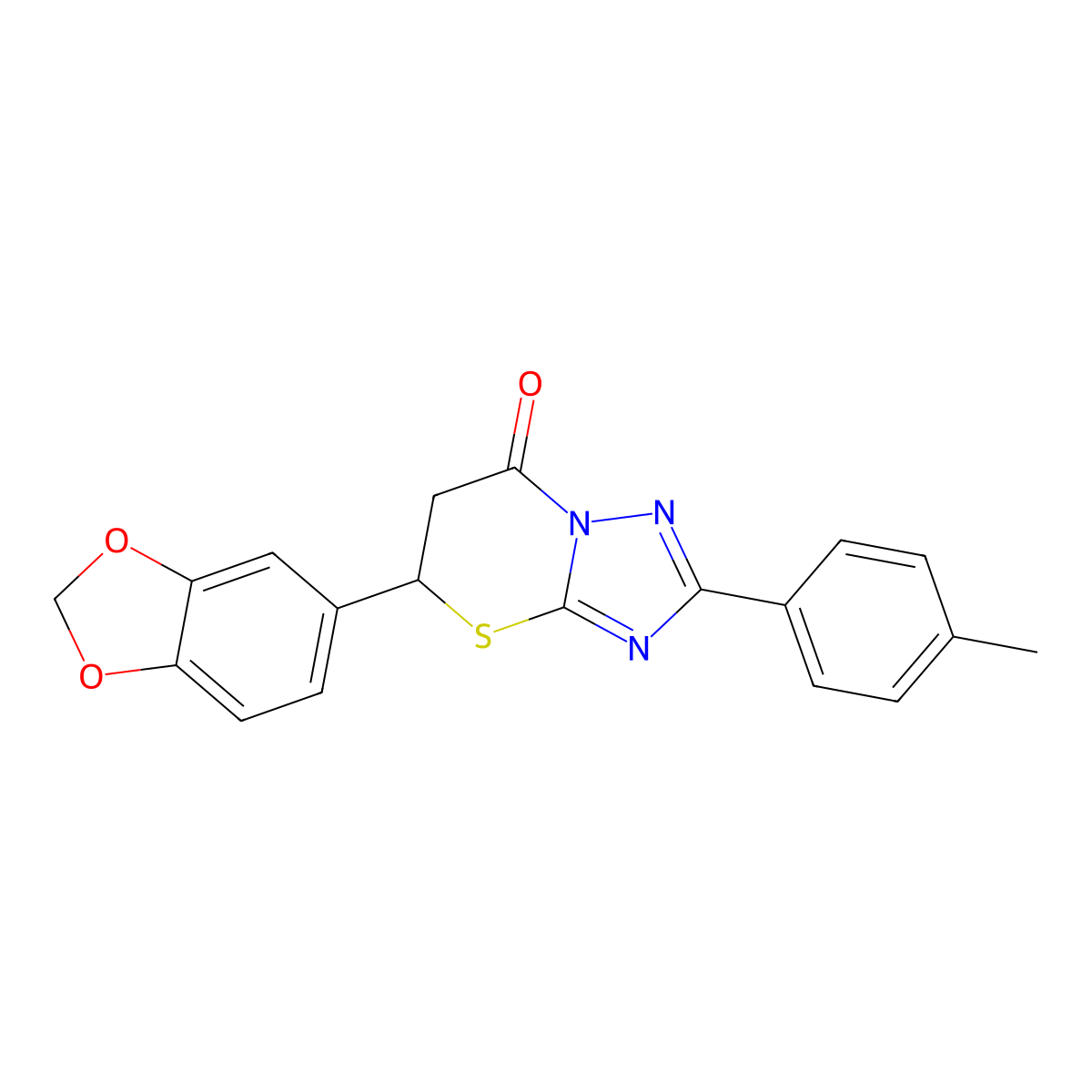 5-(benzo[d][1,3]dioxol-5-yl)-2-(p-tolyl)-5H-[1,2,4]triazolo[5,1-b][1,3]thiazin-7(6H)-one molecular structure, CAS 433330-16-6