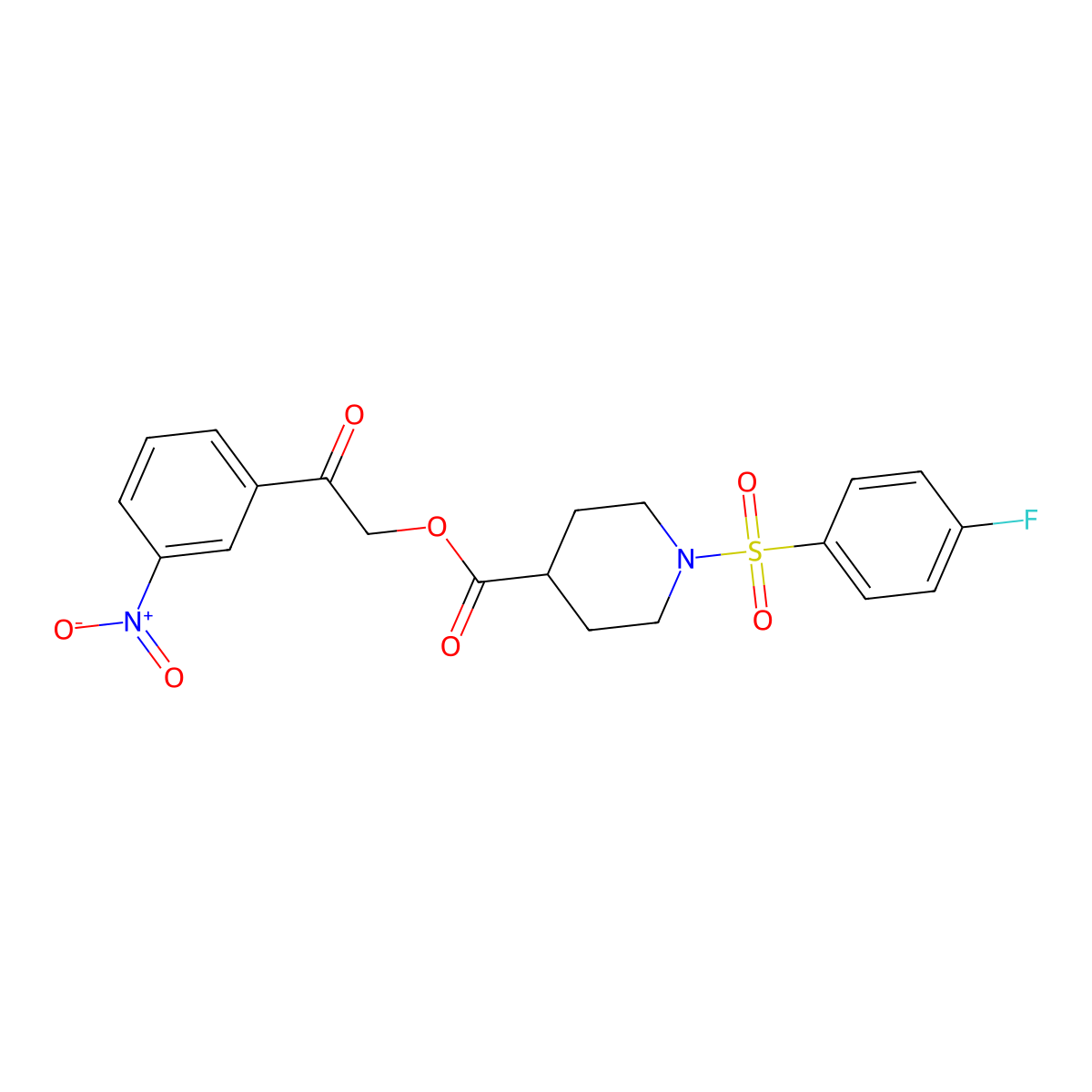 [2-(3-Nitrophenyl)-2-oxoethyl] 1-(4-fluorophenyl)sulfonylpiperidine-4-carboxylate molecular structure, CAS 433330-25-7