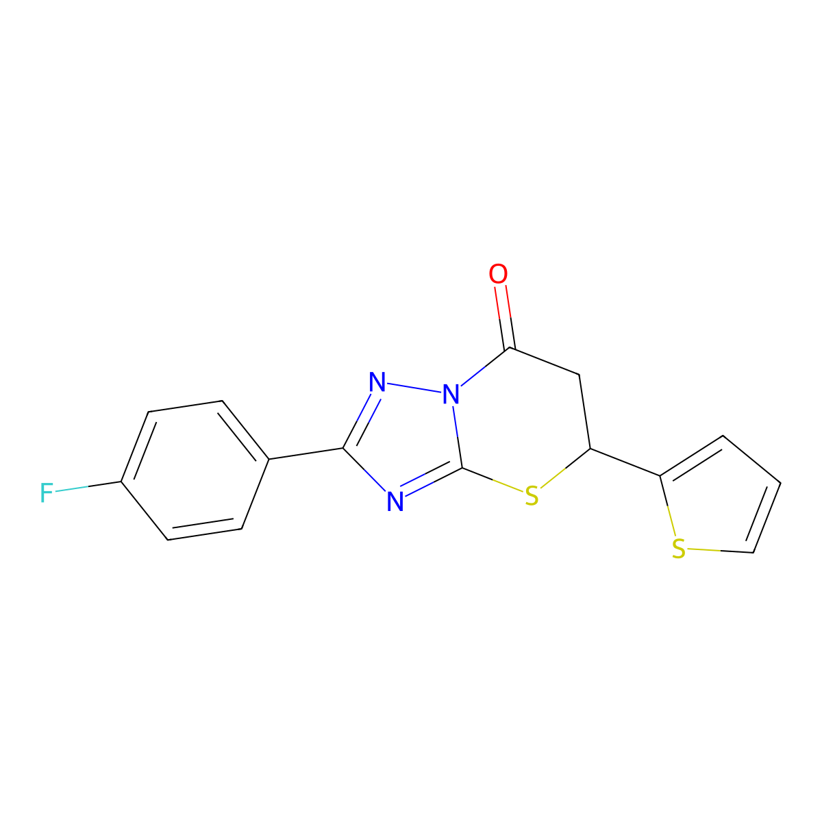 2-(4-fluorophenyl)-5-(2-thienyl)-5,6-dihydro-7H-[1,2,4]triazolo[5,1-b][1,3]thiazin-7-one molecular structure, CAS 433330-27-9