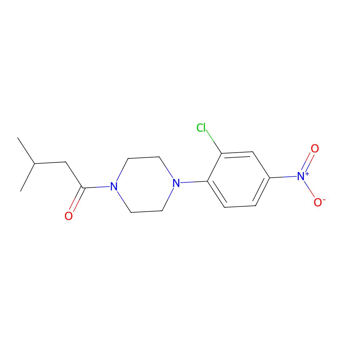 1-[4-(2-Chloro-4-nitrophenyl)piperazin-1-yl]-3-methylbutan-1-one molecular structure, CAS 433330-29-1