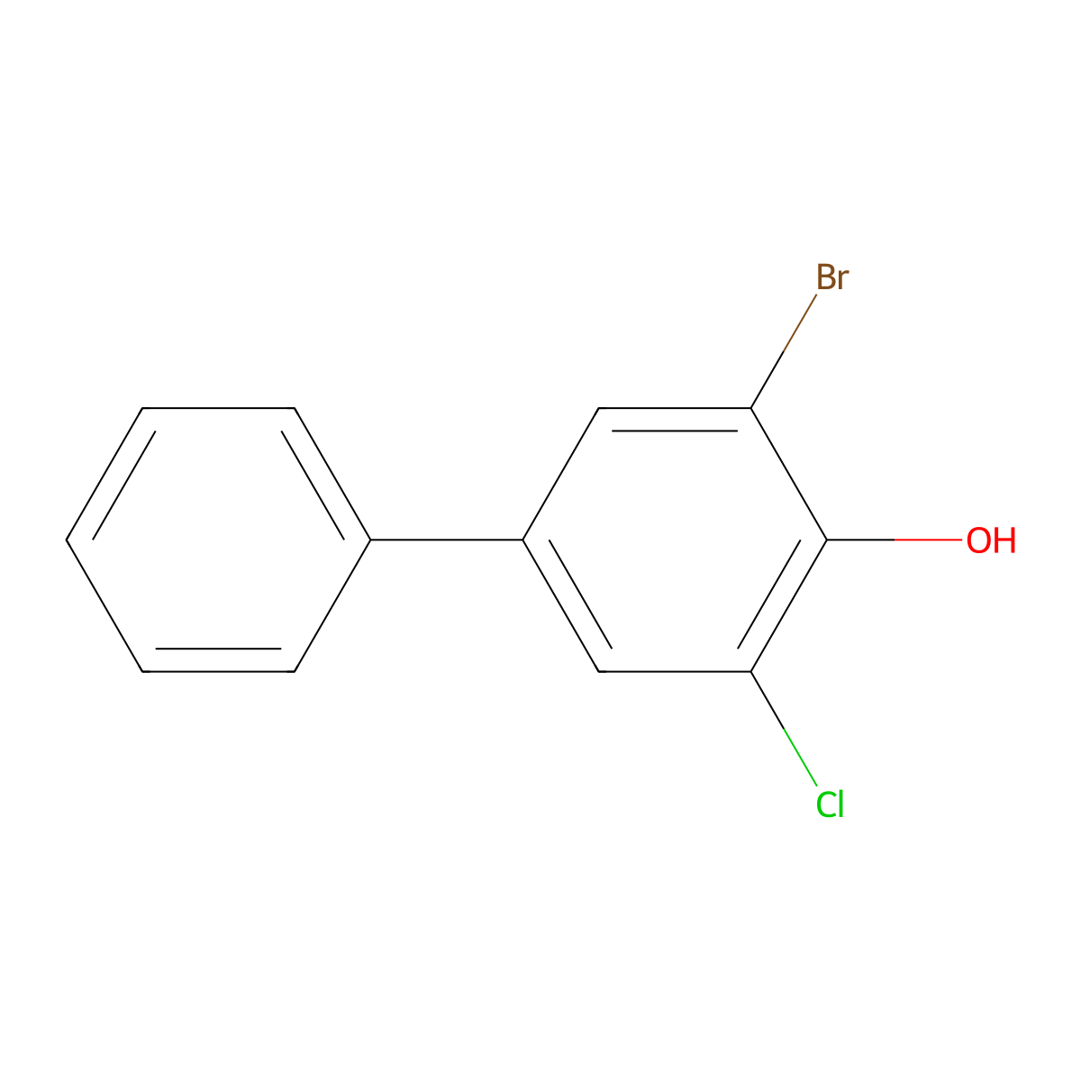 3-Bromo-5-chloro-[1,1'-biphenyl]-4-ol molecular structure, CAS 4336-27-0
