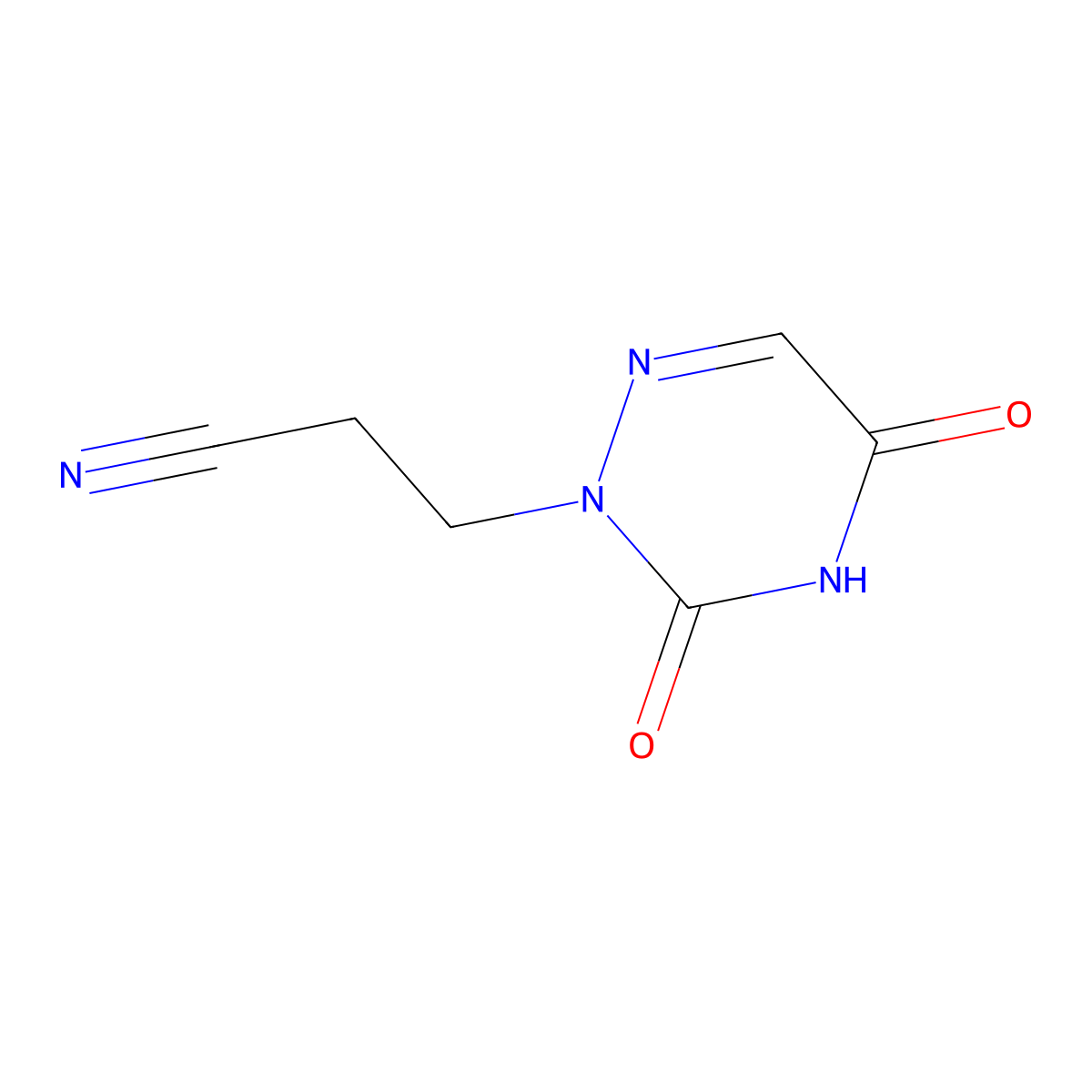 3-(3,5-dioxo-4H-1,2,4-triazin-2-yl)propanenitrile molecular structure, CAS 4336-33-8