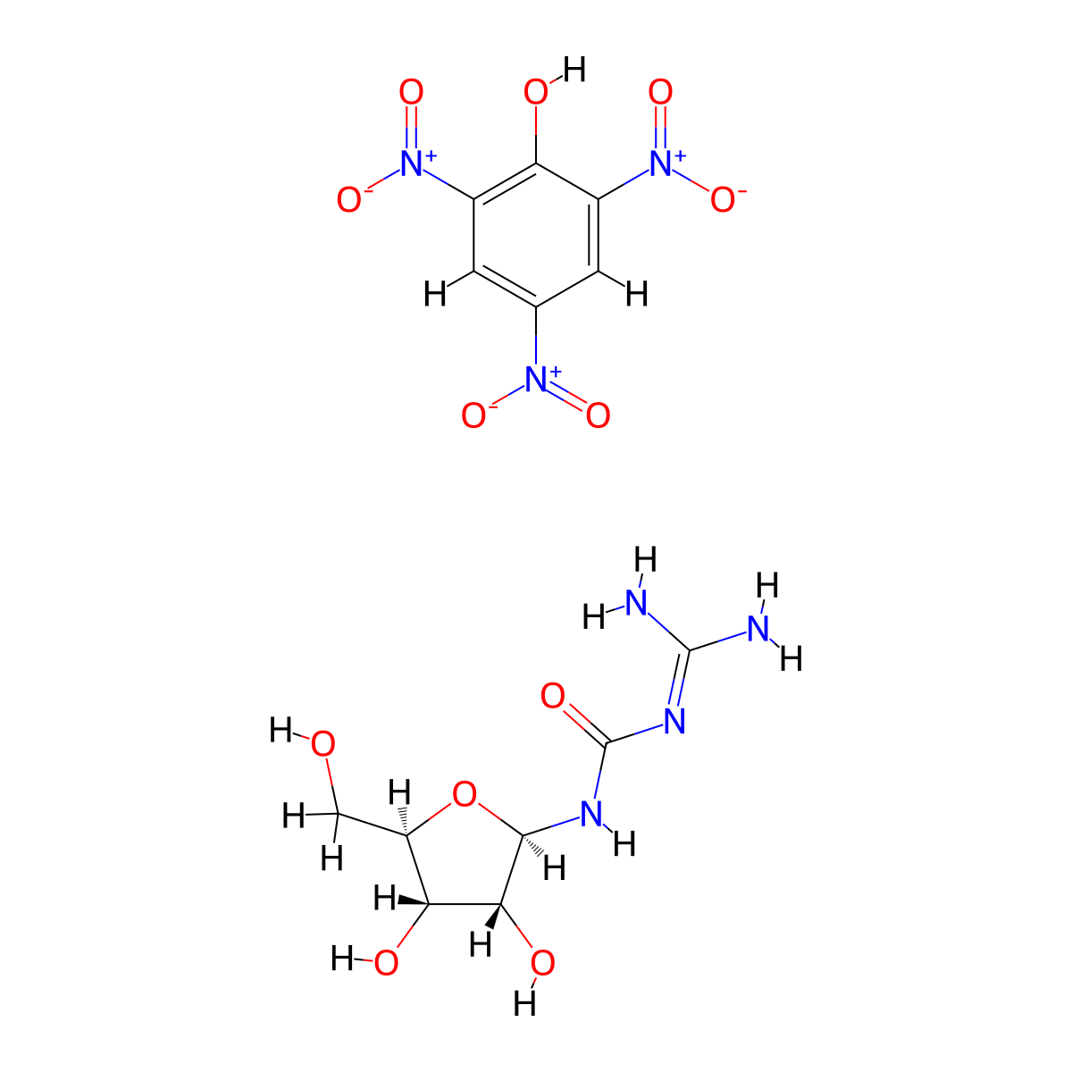 1-(Diaminomethylene)-3-(beta-D-ribofuranosyl)urea picrate molecular structure, CAS 4336-46-3