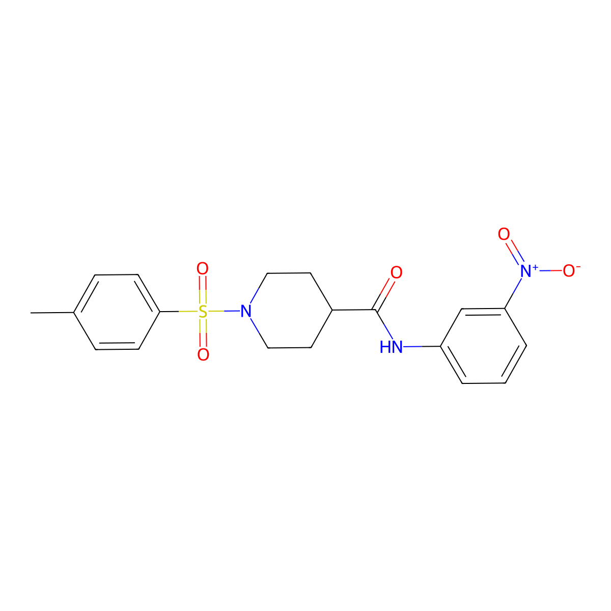 1-(4-methylphenyl)sulfonyl-N-(3-nitrophenyl)piperidine-4-carboxamide molecular structure, CAS 433687-31-1