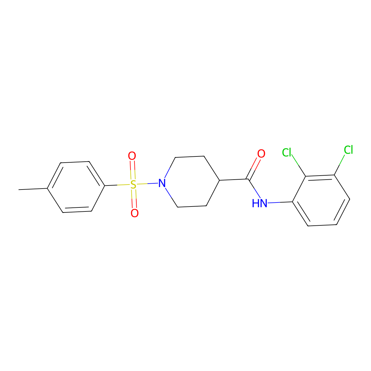 N-(2,3-dichlorophenyl)-1-(4-methylphenyl)sulfonylpiperidine-4-carboxamide molecular structure, CAS 433687-41-3