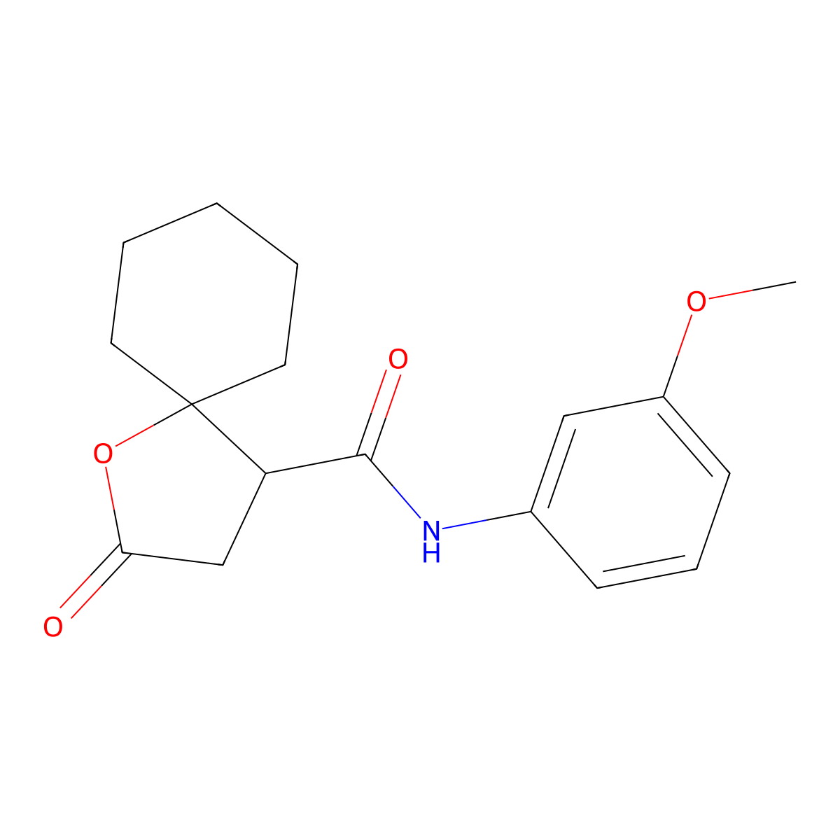 N-(3-methoxyphenyl)-2-oxo-1-oxaspiro[4.5]decane-4-carboxamide molecular structure, CAS 433687-57-1