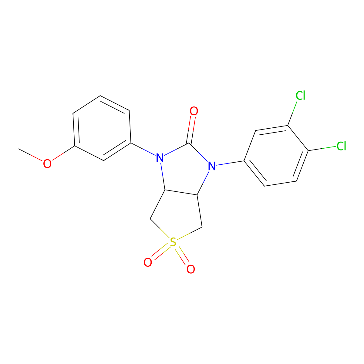 1-(3,4-dichlorophenyl)-3-(3-methoxyphenyl)tetrahydro-1H-thieno[3,4-d]imidazol-2(3H)-one 5,5-dioxide molecular structure, CAS 433687-58-2