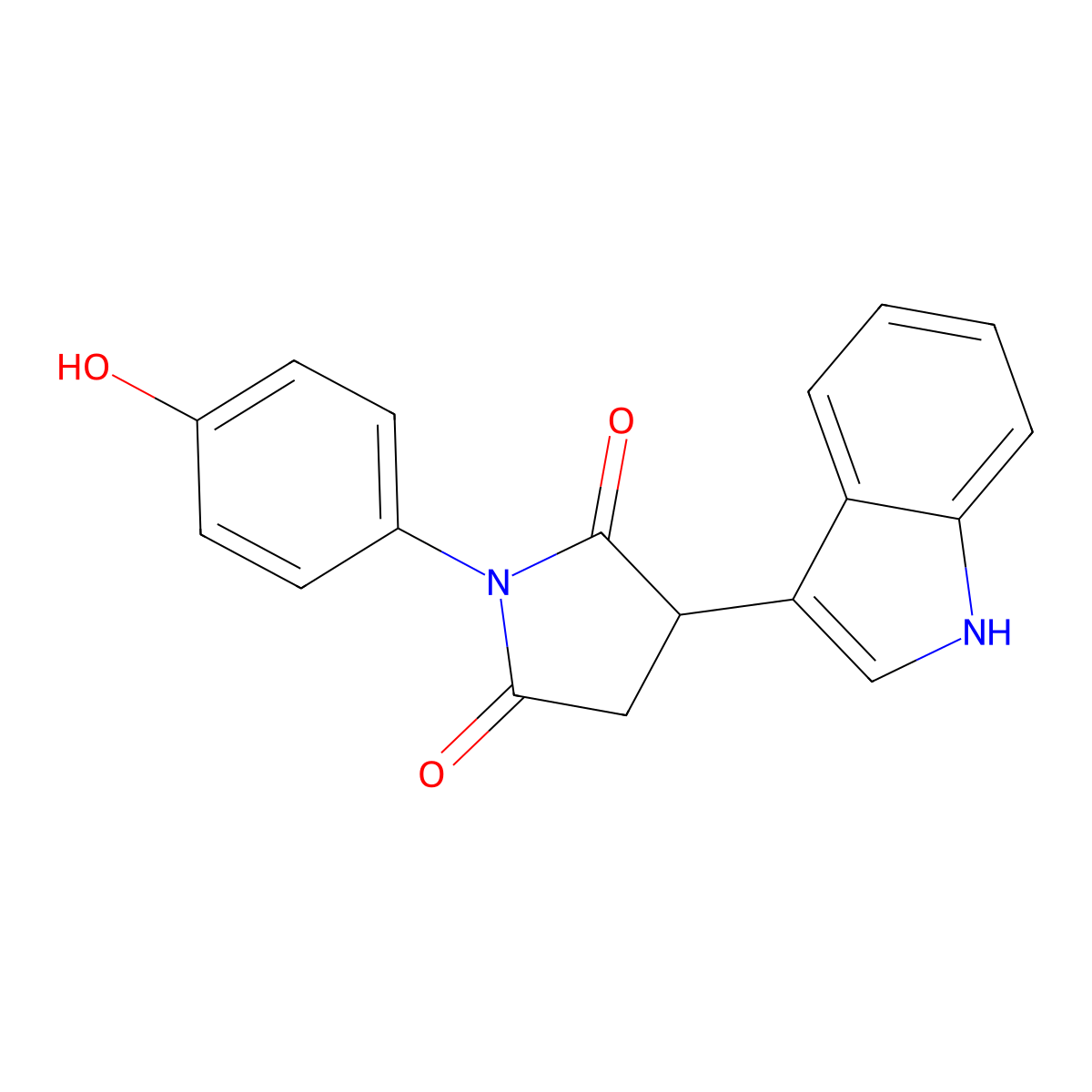 1-(4-hydroxyphenyl)-3-(1H-indol-3-yl)pyrrolidine-2,5-dione molecular structure, CAS 433687-70-8