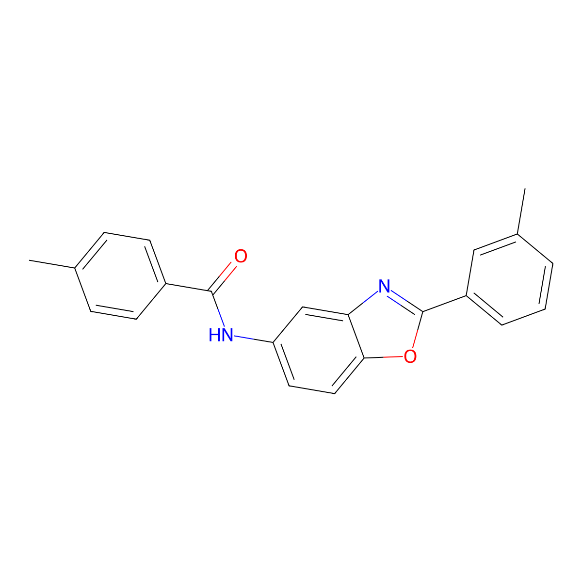 4-methyl-N-[2-(3-methylphenyl)-1,3-benzoxazol-5-yl]benzamide molecular structure, CAS 433687-75-3