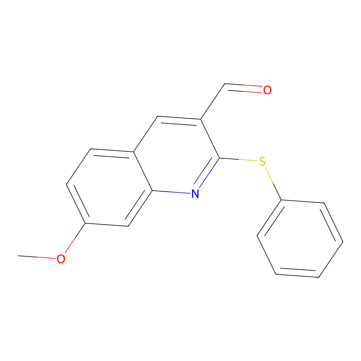 7-Methoxy-2-(phenylsulfanyl)-3-quinolinecarbaldehyde molecular structure, CAS 433687-92-4