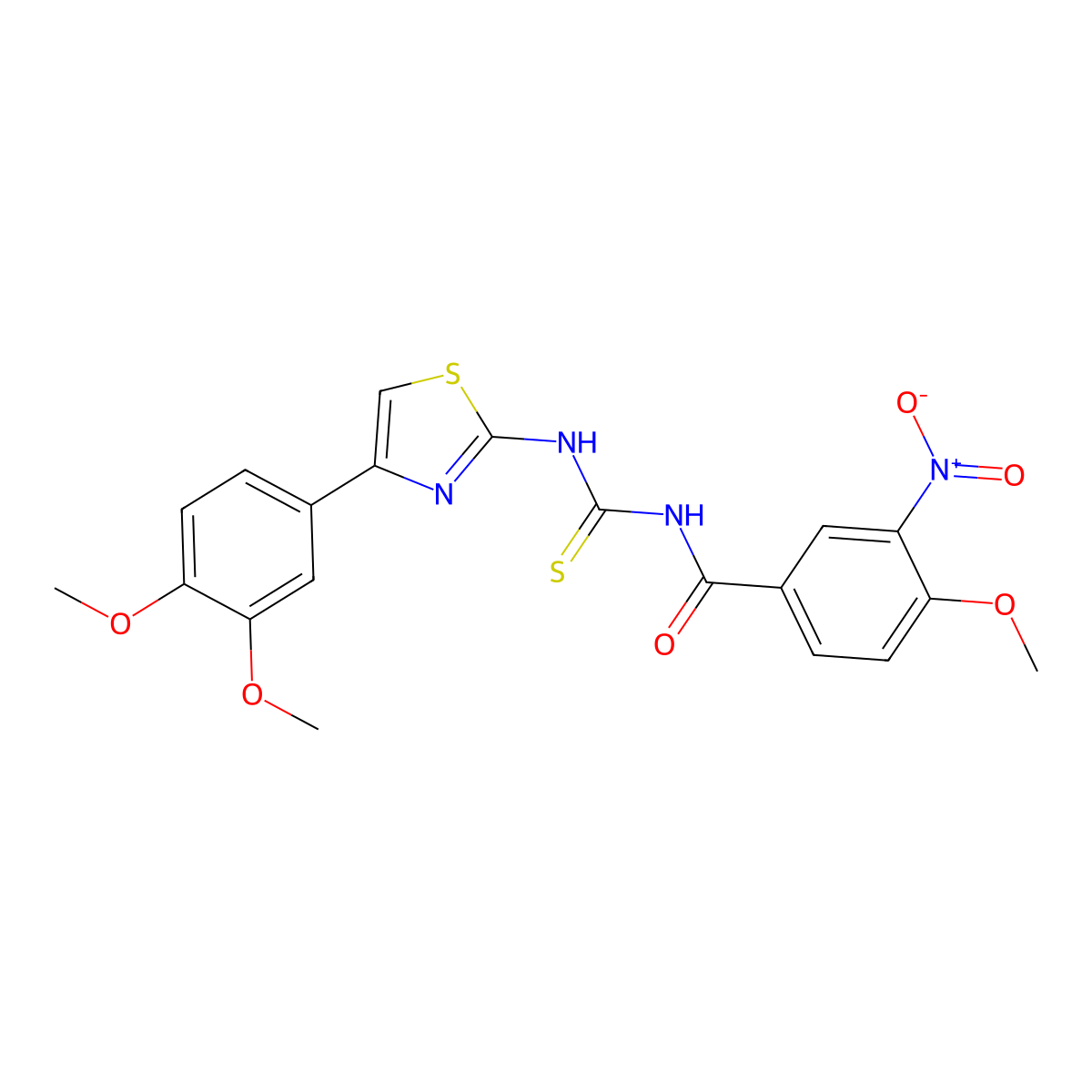 N-[[4-(3,4-dimethoxyphenyl)-1,3-thiazol-2-yl]carbamothioyl]-4-methoxy-3-nitrobenzamide molecular structure, CAS 433687-99-1