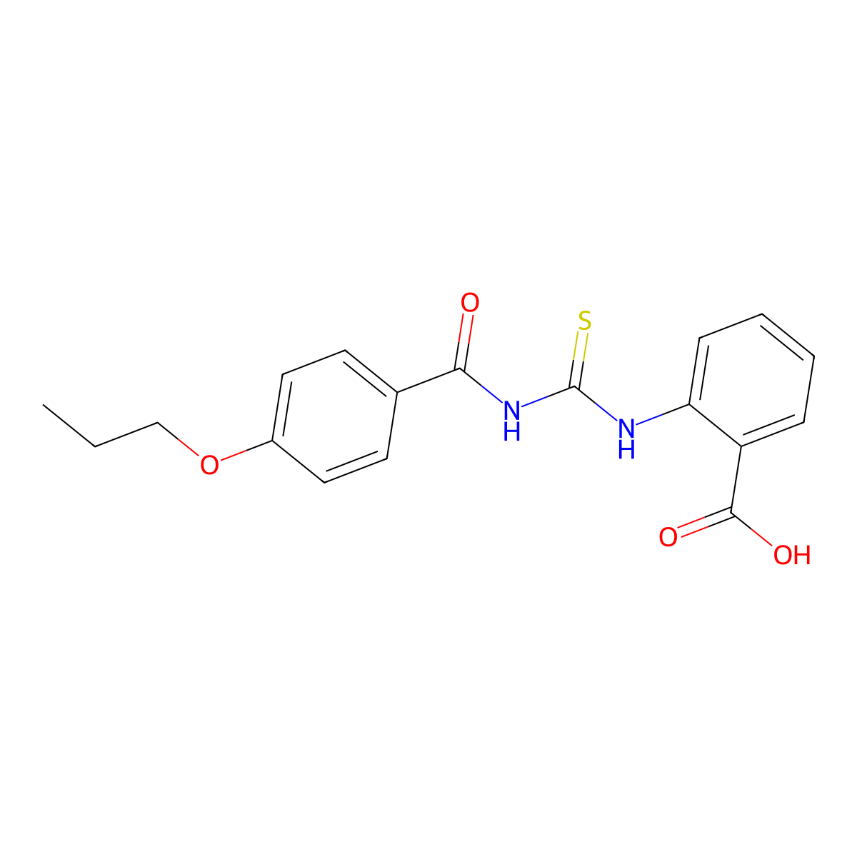 2-[(4-Propoxybenzoyl)carbamothioylamino]benzoic acid molecular structure, CAS 433688-03-0