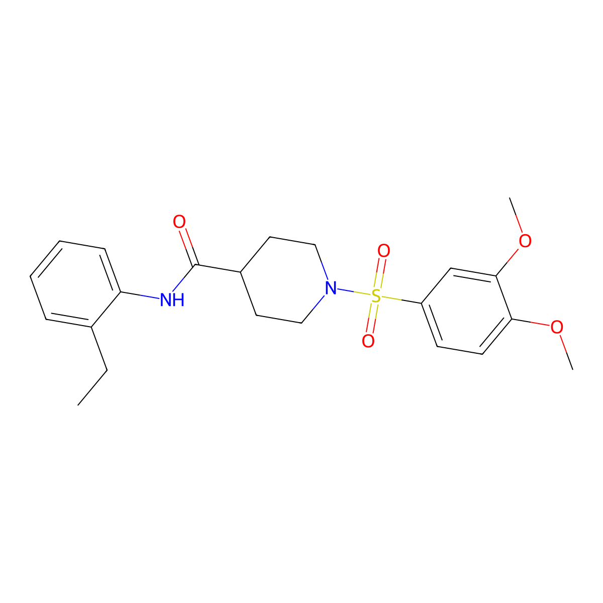 1-(3,4-dimethoxyphenyl)sulfonyl-N-(2-ethylphenyl)piperidine-4-carboxamide molecular structure, CAS 433688-12-1