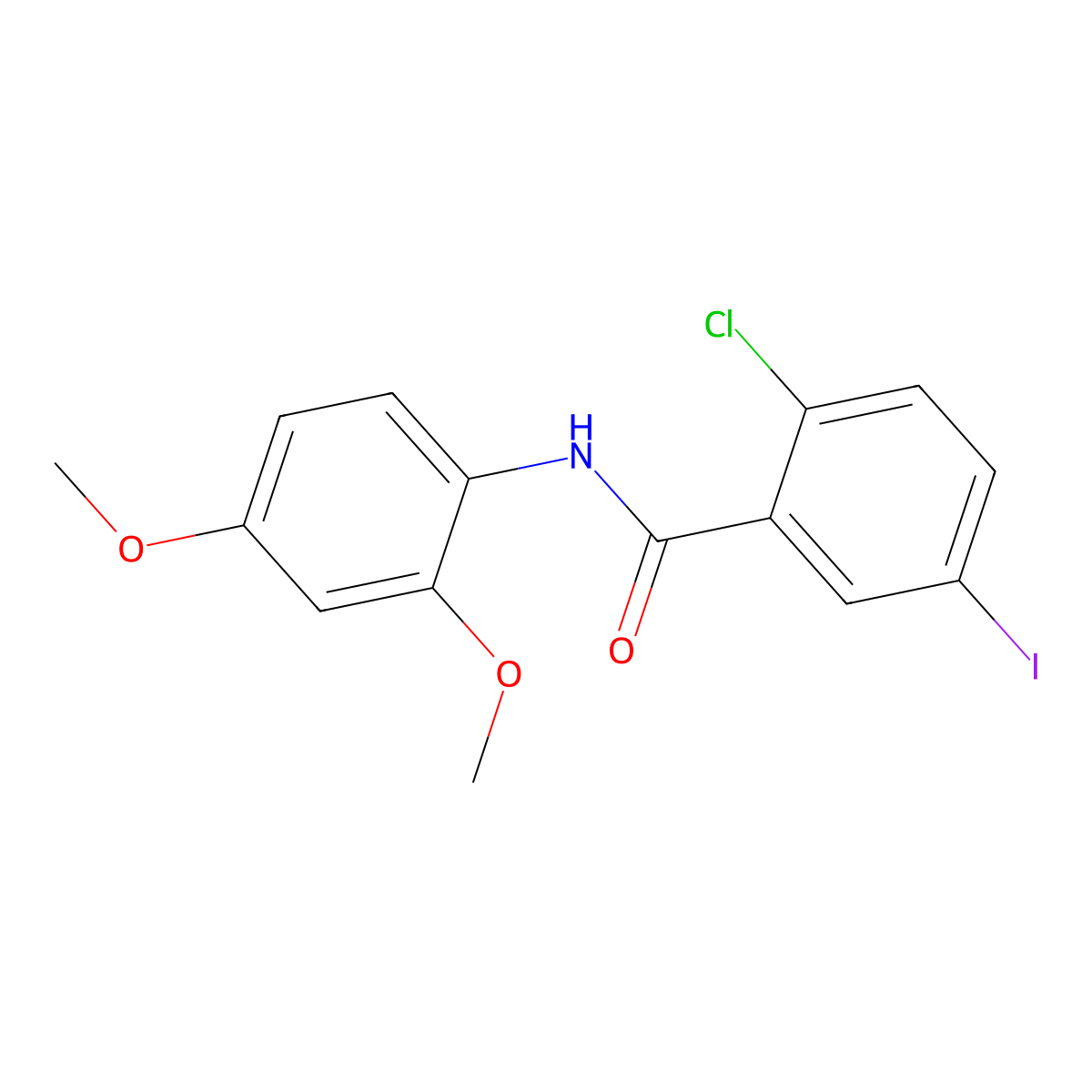 2-chloro-N-(2,4-dimethoxyphenyl)-5-iodobenzamide molecular structure, CAS 433688-19-8