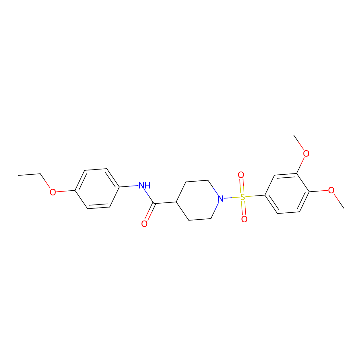 1-(3,4-dimethoxyphenyl)sulfonyl-N-(4-ethoxyphenyl)piperidine-4-carboxamide molecular structure, CAS 433688-24-5