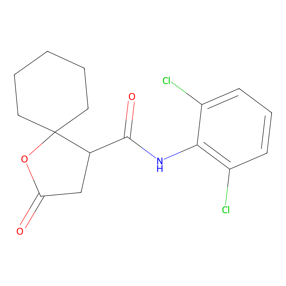 N-(2,6-dichlorophenyl)-2-oxo-1-oxaspiro[4.5]decane-4-carboxamide molecular structure, CAS 433688-28-9