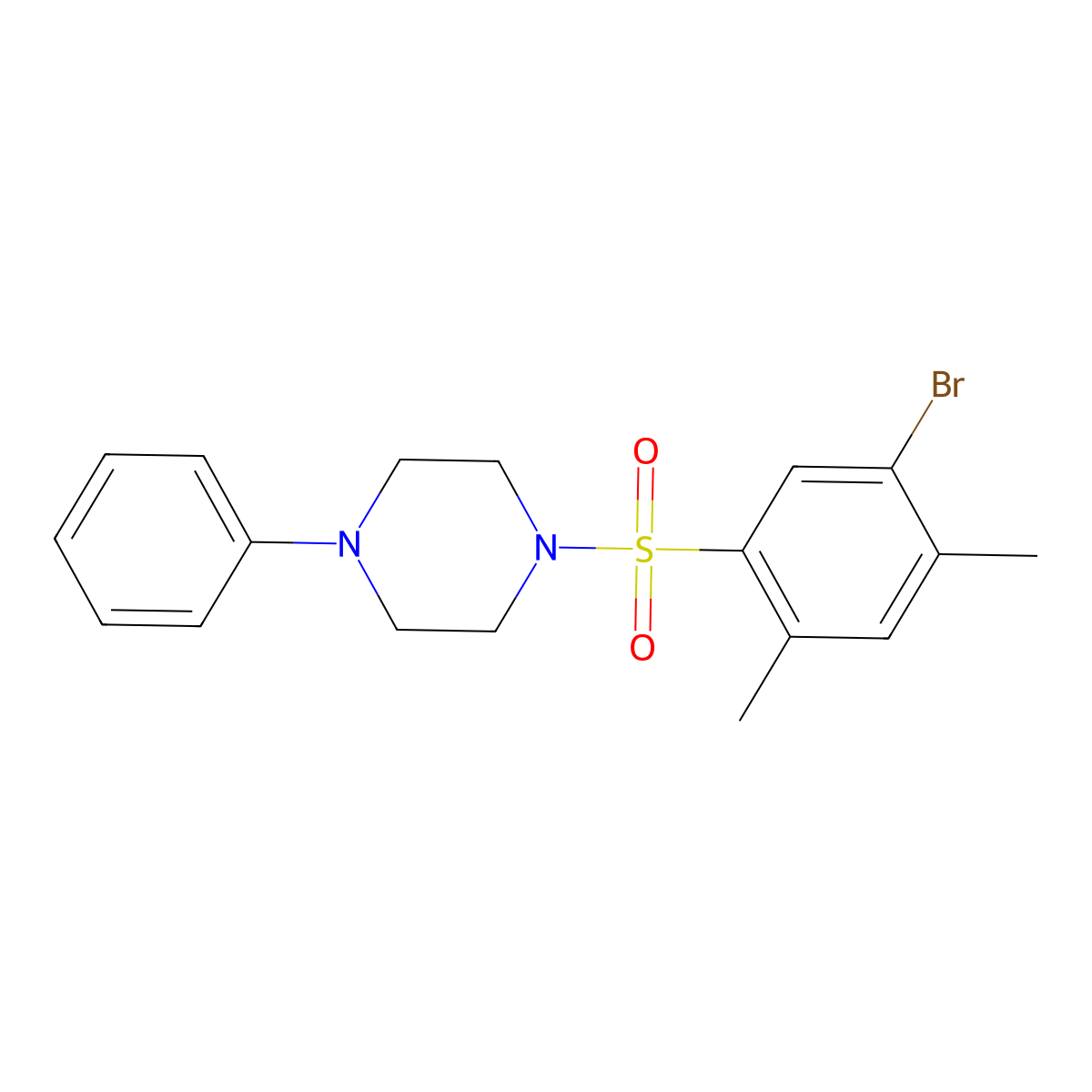 1-(5-Bromo-2,4-dimethylphenyl)sulfonyl-4-phenylpiperazine molecular structure, CAS 433688-39-2