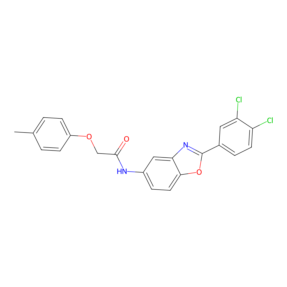 N-[2-(3,4-dichlorophenyl)-1,3-benzoxazol-5-yl]-2-(4-methylphenoxy)acetamide molecular structure, CAS 433688-44-9