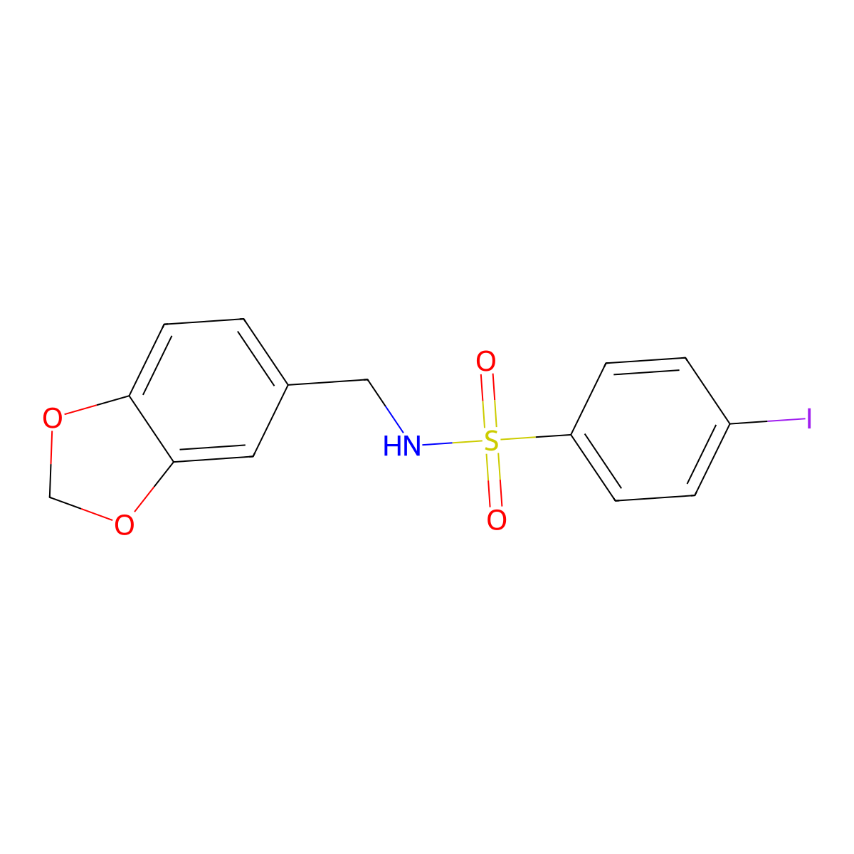 N-(1,3-benzodioxol-5-ylmethyl)-4-iodobenzenesulfonamide molecular structure, CAS 433688-45-0