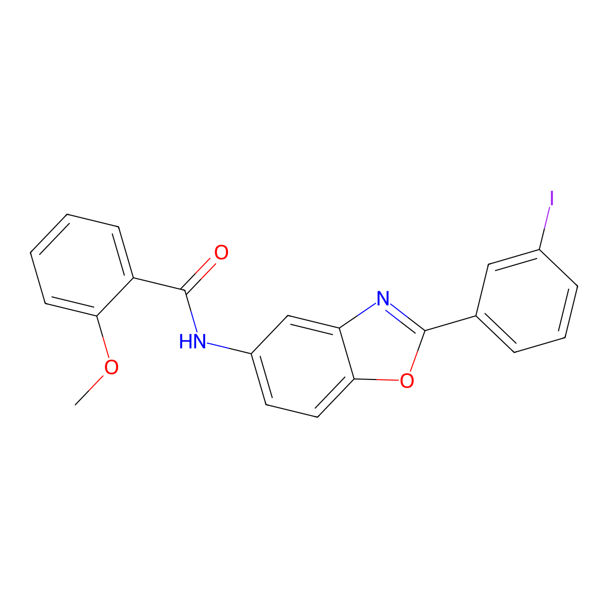 N-[2-(3-iodophenyl)-1,3-benzoxazol-5-yl]-2-methoxybenzamide molecular structure, CAS 433688-61-0