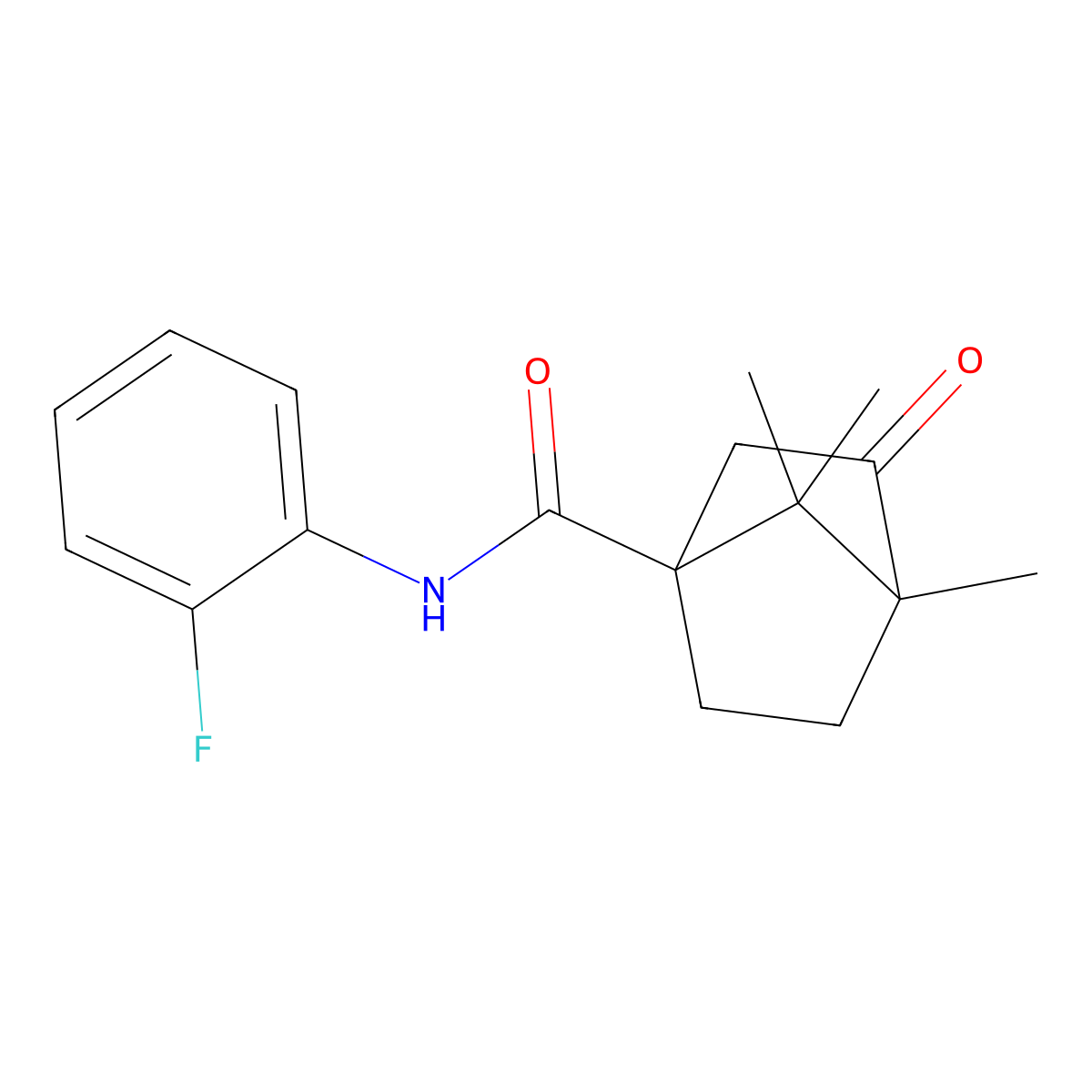 (1S,4S)-N-(2-fluorophenyl)-4,7,7-trimethyl-3-oxobicyclo[2.2.1]heptane-1-carboxamide molecular structure, CAS 433688-68-7