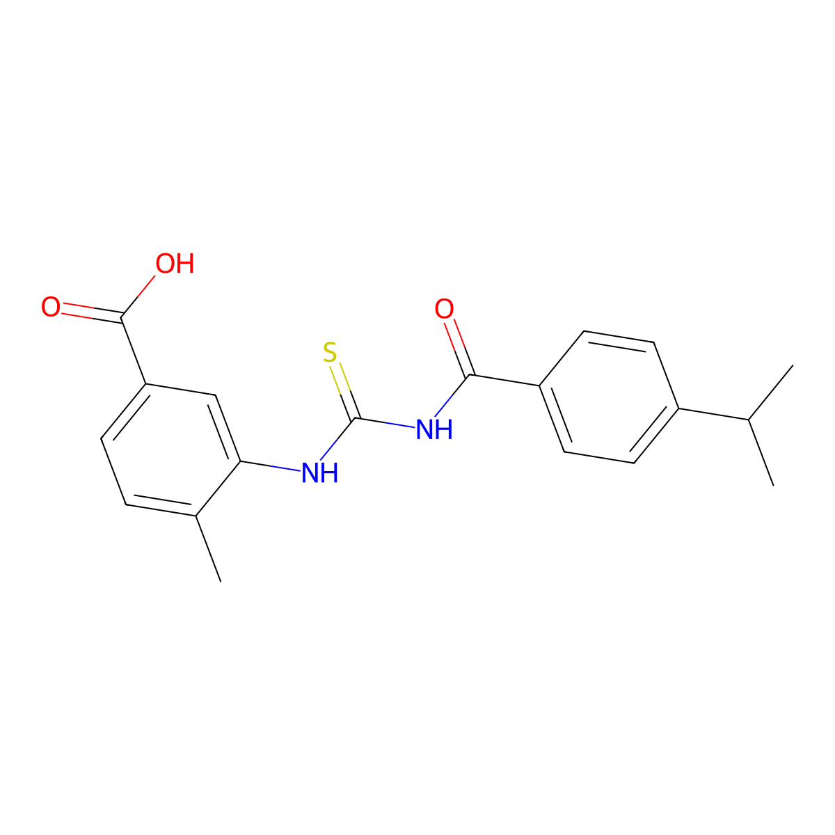 4-Methyl-3-[({[4-(propan-2-yl)phenyl]carbonyl}carbamothioyl)amino]benzoic acid molecular structure, CAS 433688-80-3