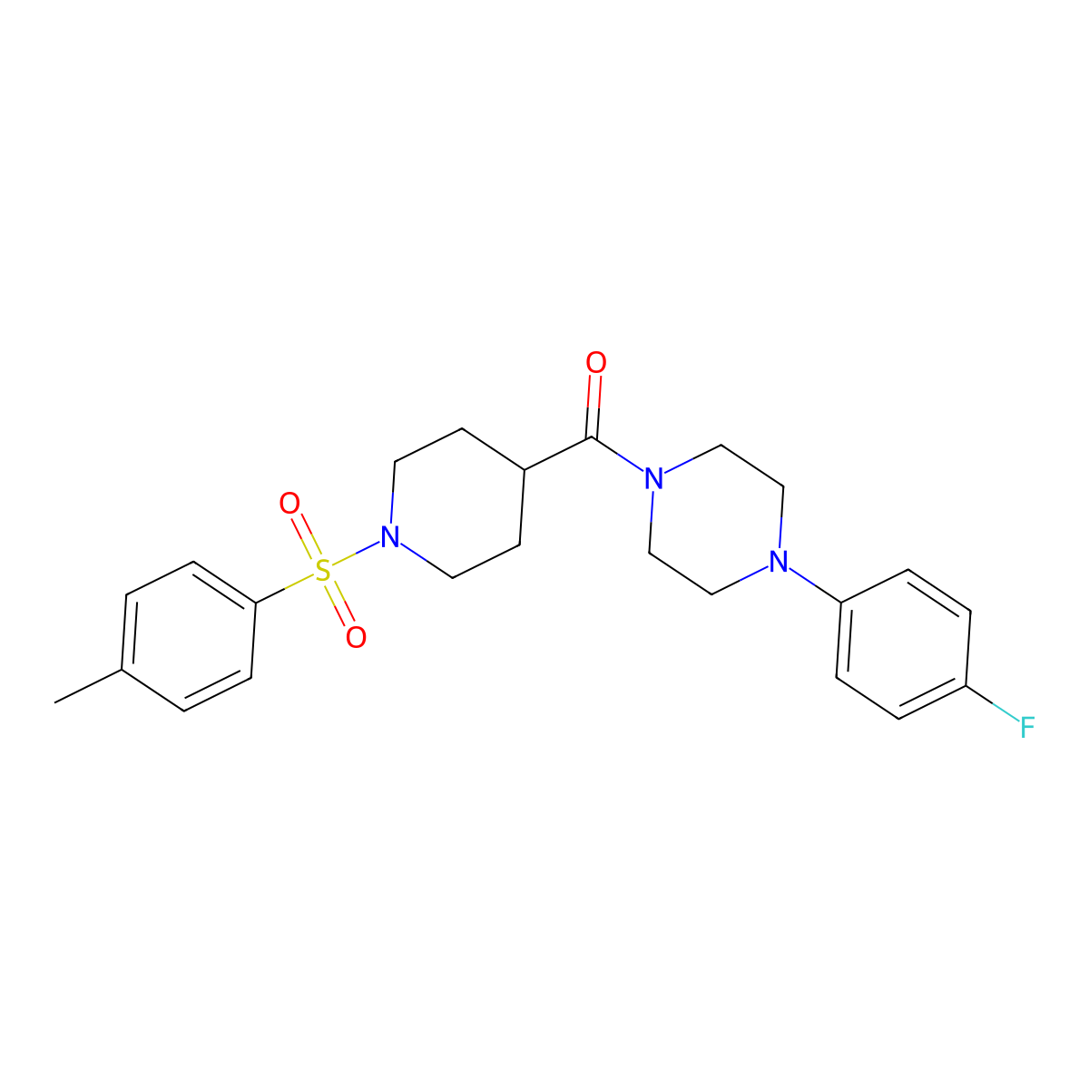 [4-(4-Fluorophenyl)piperazin-1-yl]-[1-(4-methylphenyl)sulfonylpiperidin-4-yl]methanone molecular structure, CAS 433688-83-6