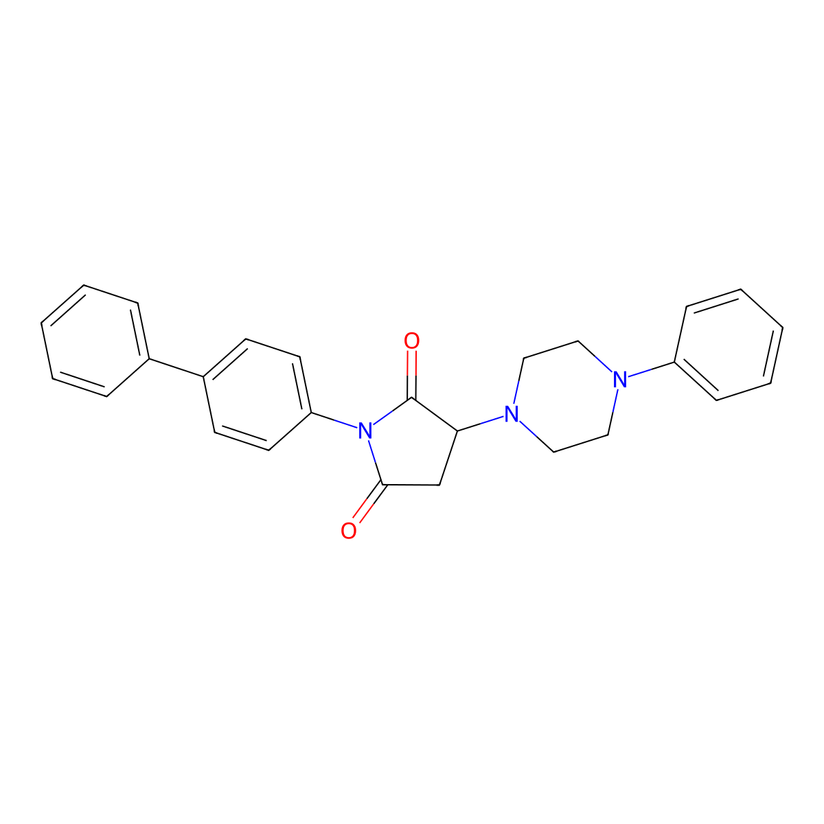 1-(Biphenyl-4-yl)-3-(4-phenylpiperazin-1-yl)pyrrolidine-2,5-dione molecular structure, CAS 433688-90-5