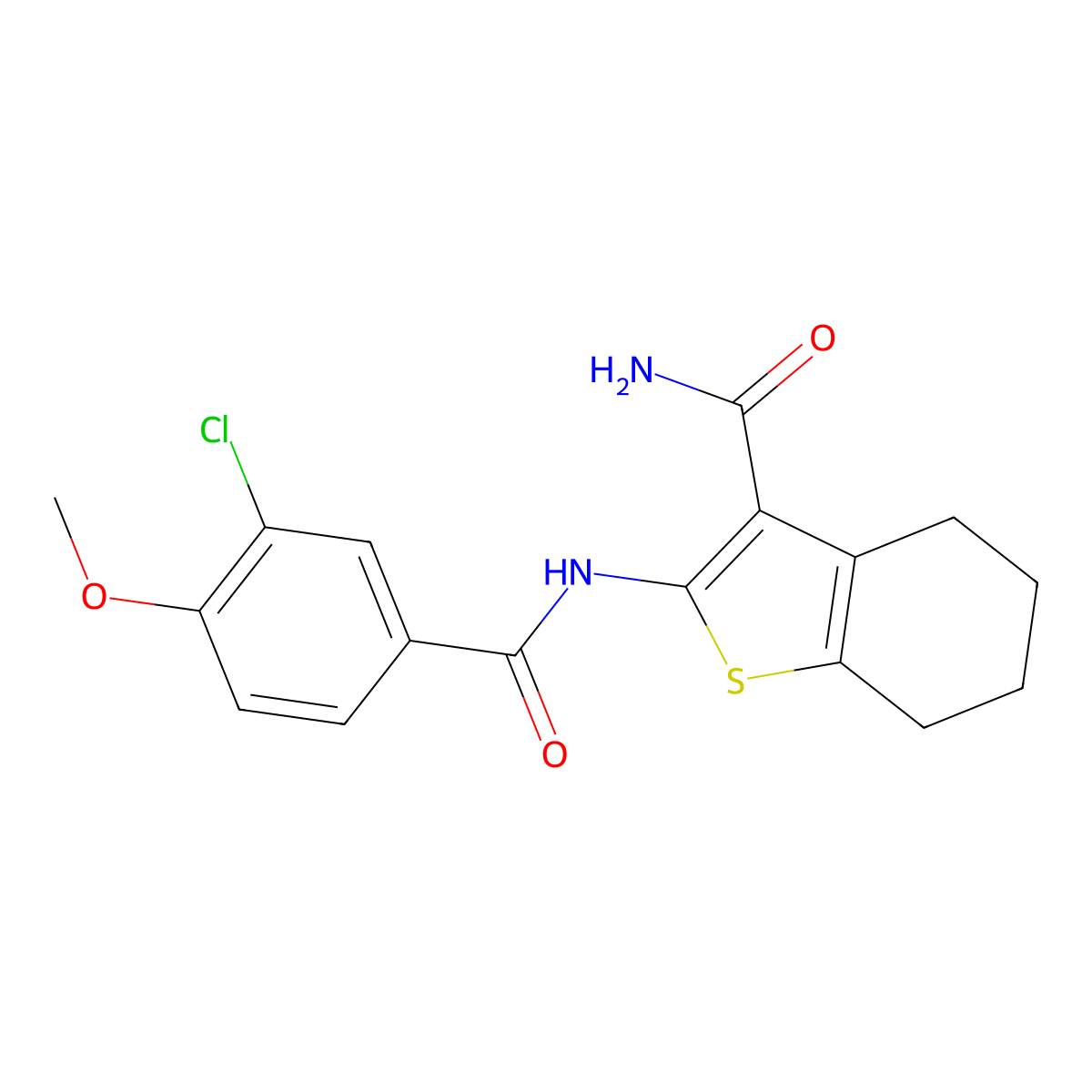 2-[(3-Chloro-4-methoxybenzoyl)amino]-4,5,6,7-tetrahydro-1-benzothiophene-3-carboxamide molecular structure, CAS 433688-92-7