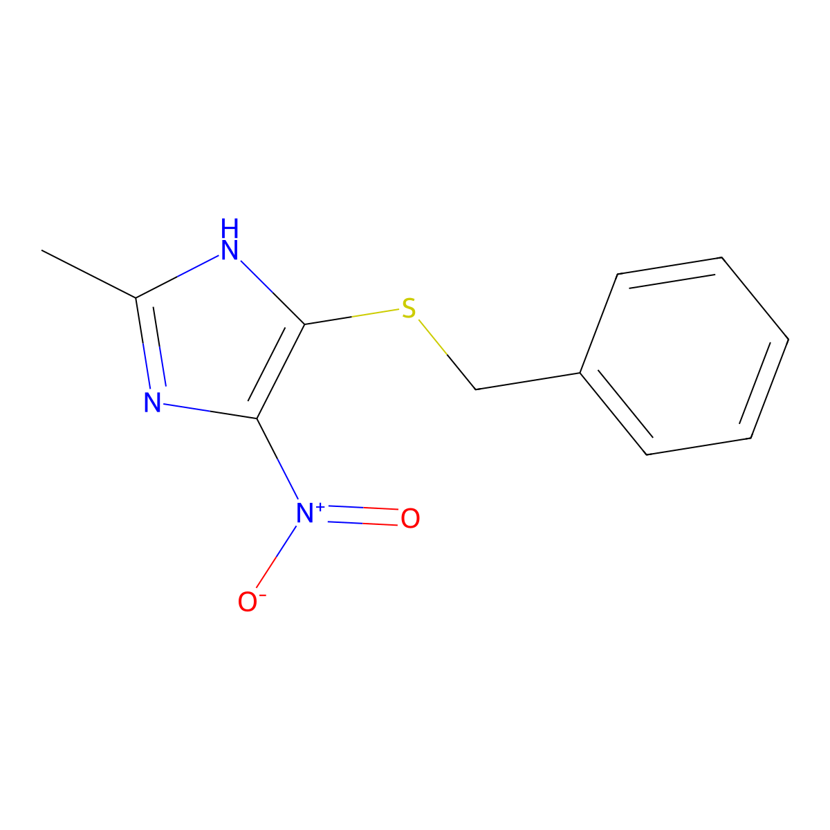 5-(benzylsulfanyl)-4-nitro-2-methyl-1H-imidazole molecular structure, CAS 433688-94-9
