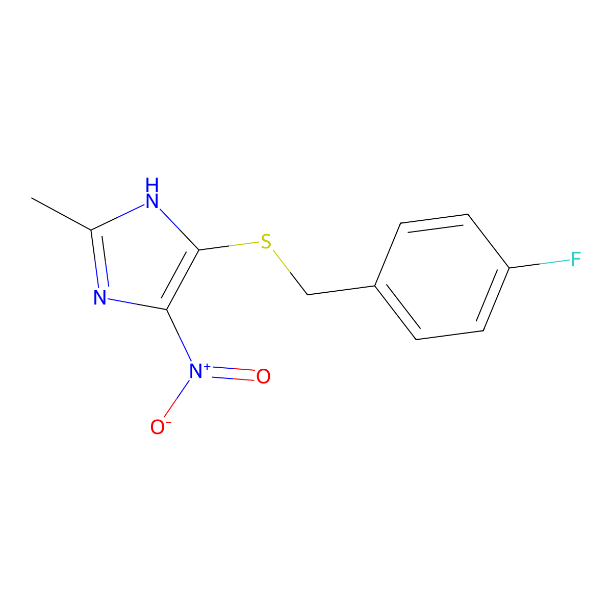 4-[(4-fluorophenyl)methylsulfanyl]-2-methyl-5-nitro-1H-imidazole molecular structure, CAS 433689-05-5