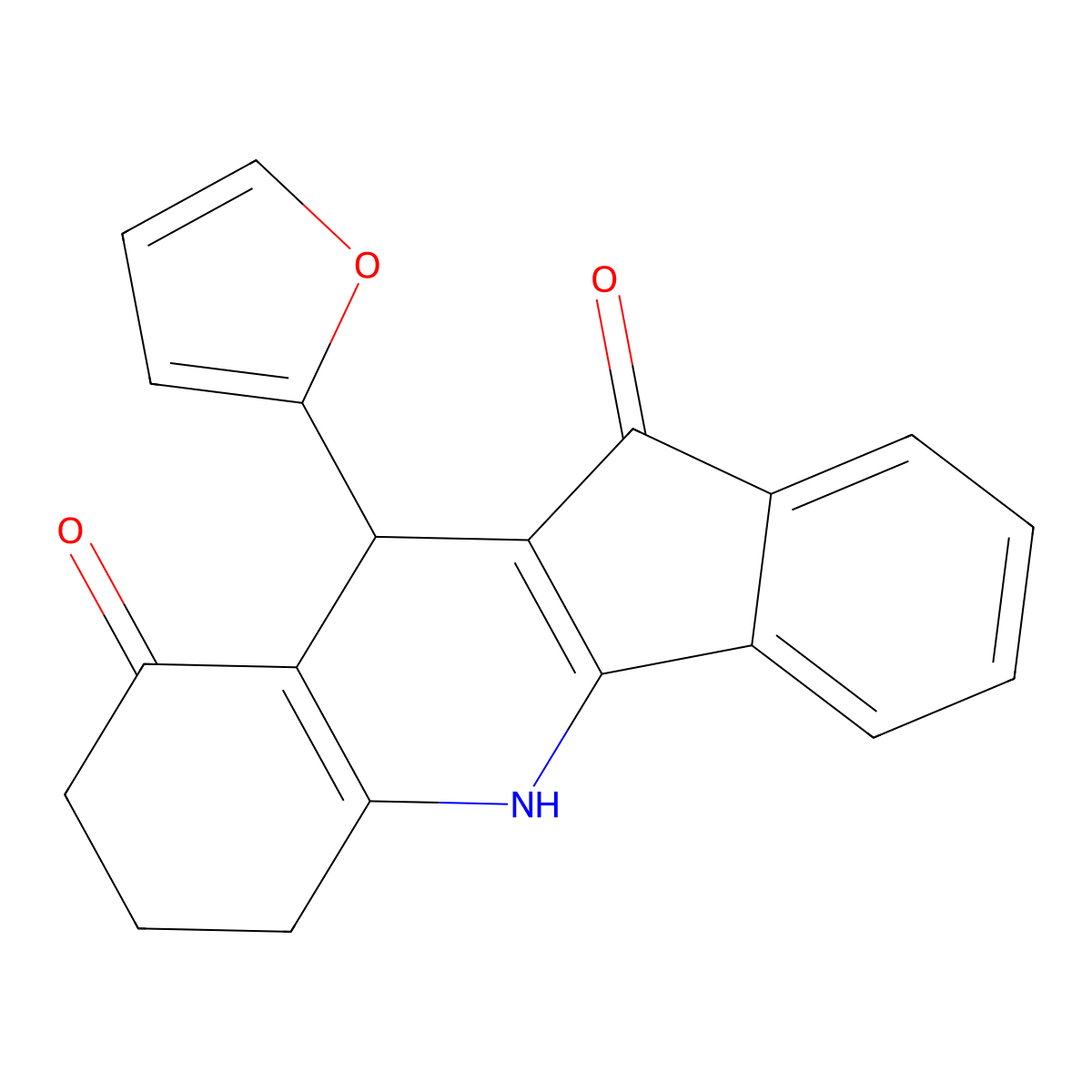 10-(furan-2-yl)-6,7,8,10-tetrahydro-5H-indeno[1,2-b]quinoline-9,11-dione molecular structure, CAS 433689-10-2