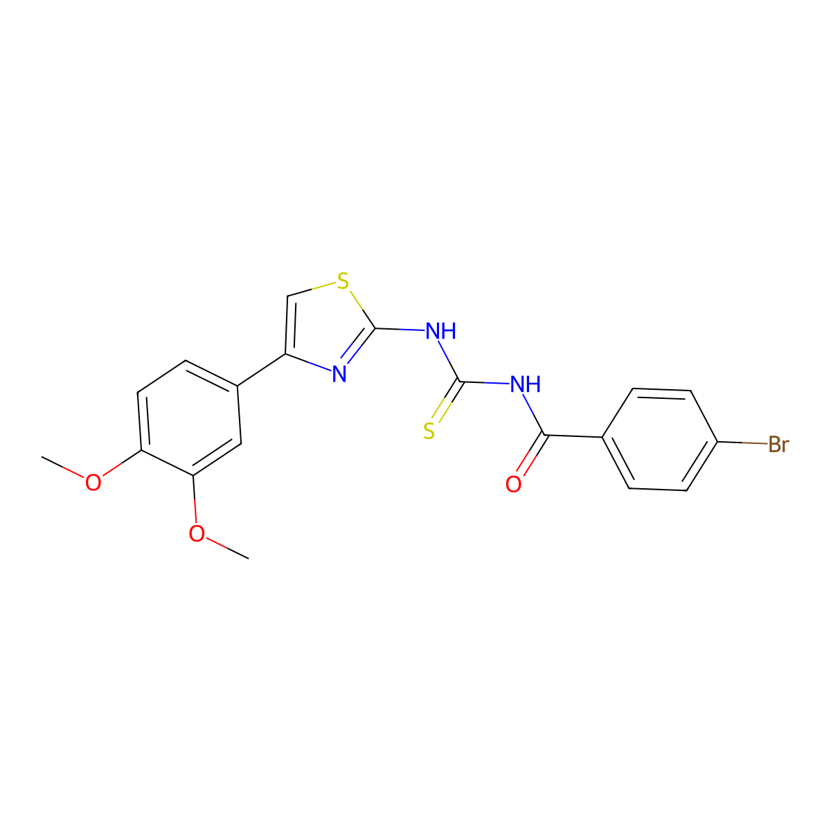 4-bromo-N-[[4-(3,4-dimethoxyphenyl)-1,3-thiazol-2-yl]carbamothioyl]benzamide molecular structure, CAS 433689-19-1