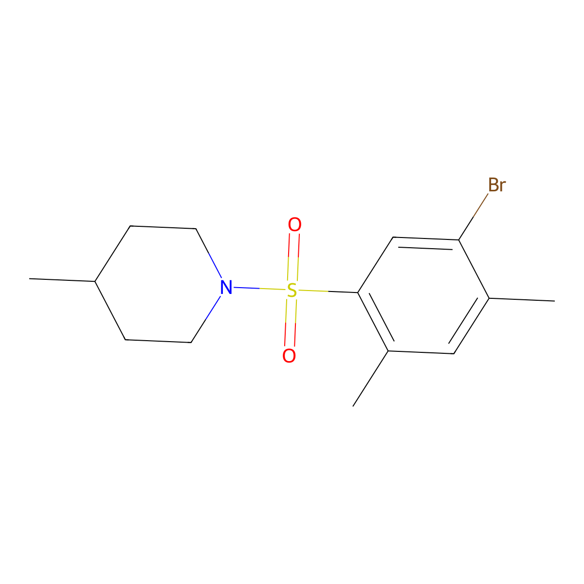 1-(5-Bromo-2,4-dimethylbenzenesulfonyl)-4-methylpiperidine molecular structure, CAS 433689-20-4