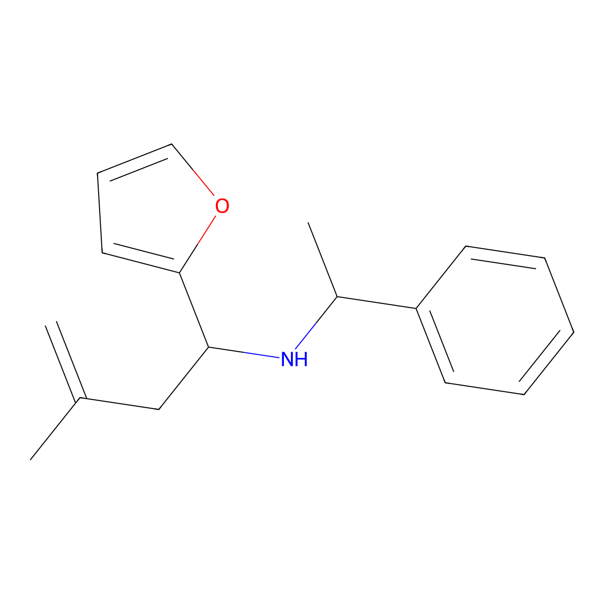 1-(furan-2-yl)-3-methyl-N-(1-phenylethyl)but-3-en-1-amine molecular structure, CAS 433689-22-6