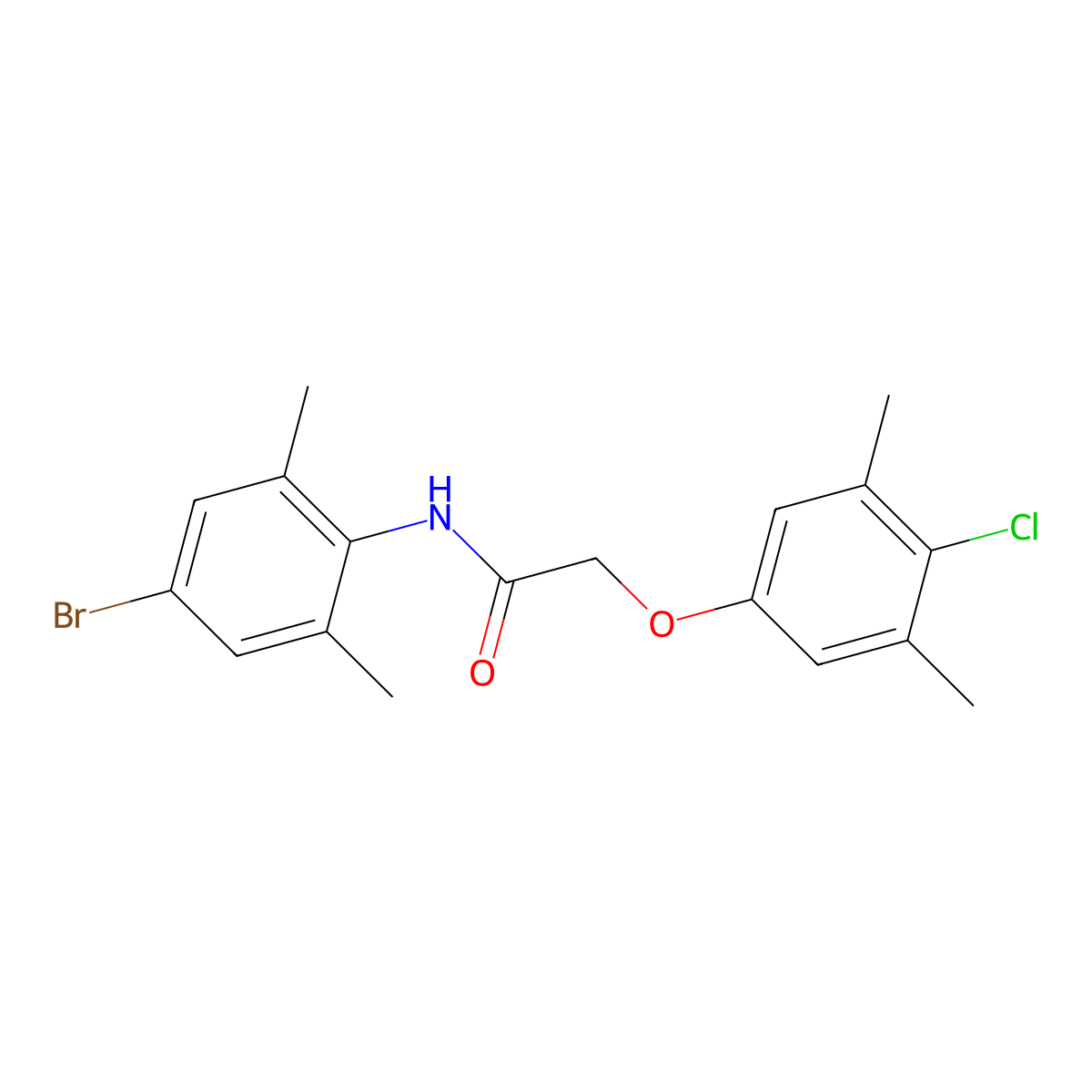 N-(4-bromo-2,6-dimethylphenyl)-2-(4-chloro-3,5-dimethylphenoxy)acetamide molecular structure, CAS 433689-36-2