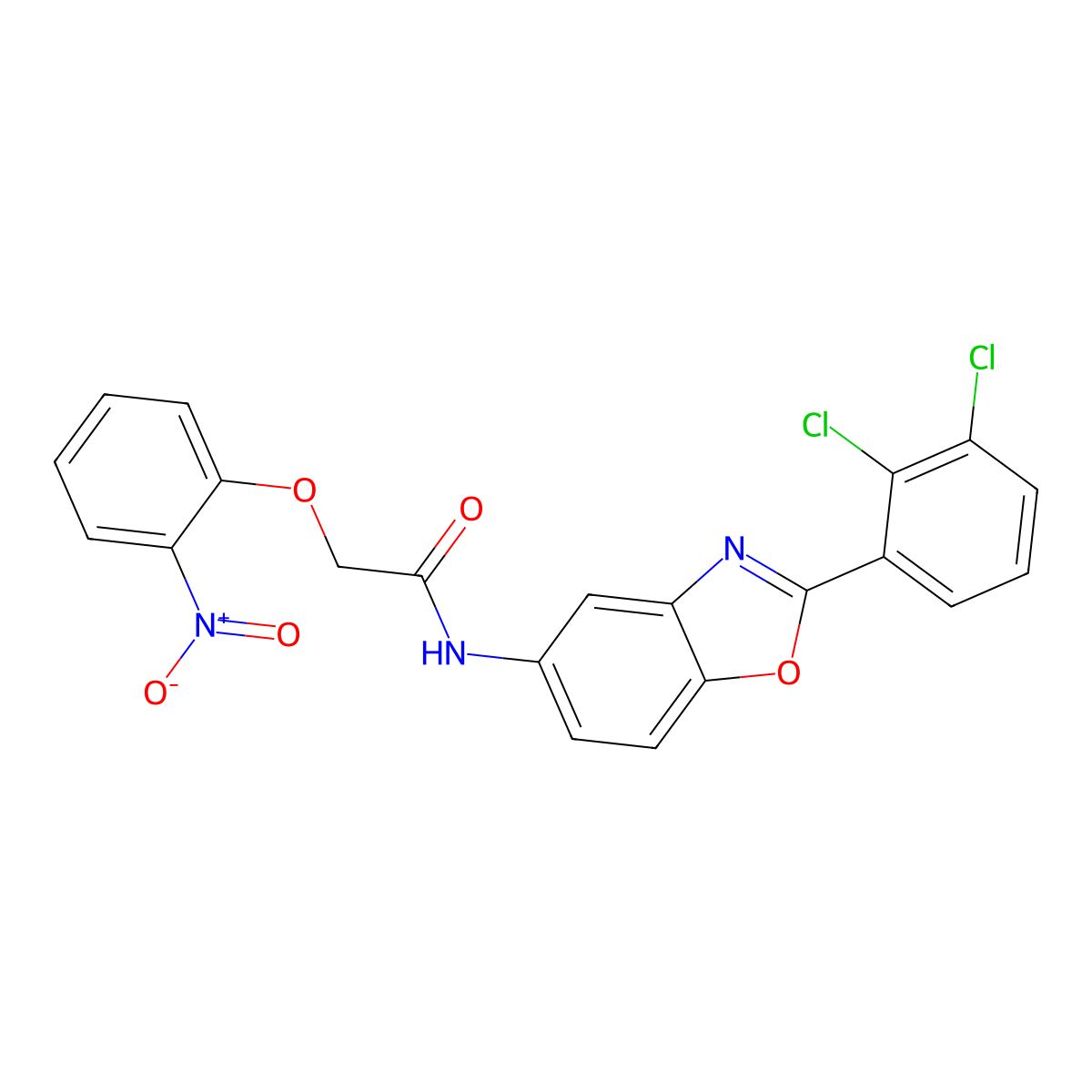 N-[2-(2,3-dichlorophenyl)-1,3-benzoxazol-5-yl]-2-(2-nitrophenoxy)acetamide molecular structure, CAS 433689-55-5