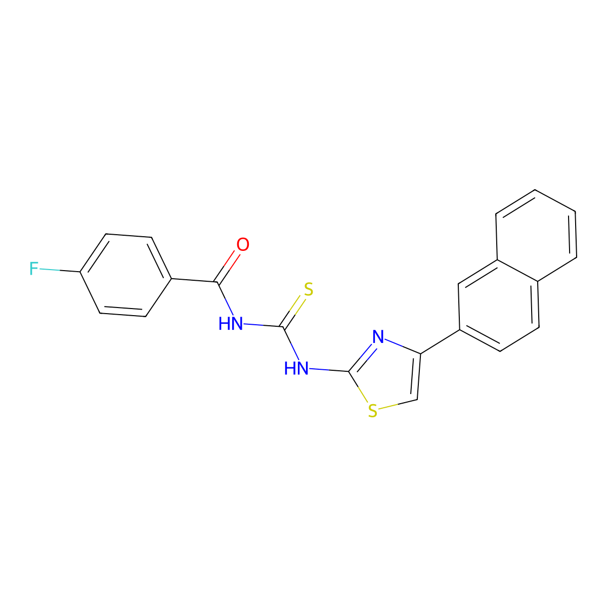 4-fluoro-N-[(4-naphthalen-2-yl-1,3-thiazol-2-yl)carbamothioyl]benzamide molecular structure, CAS 433689-81-7