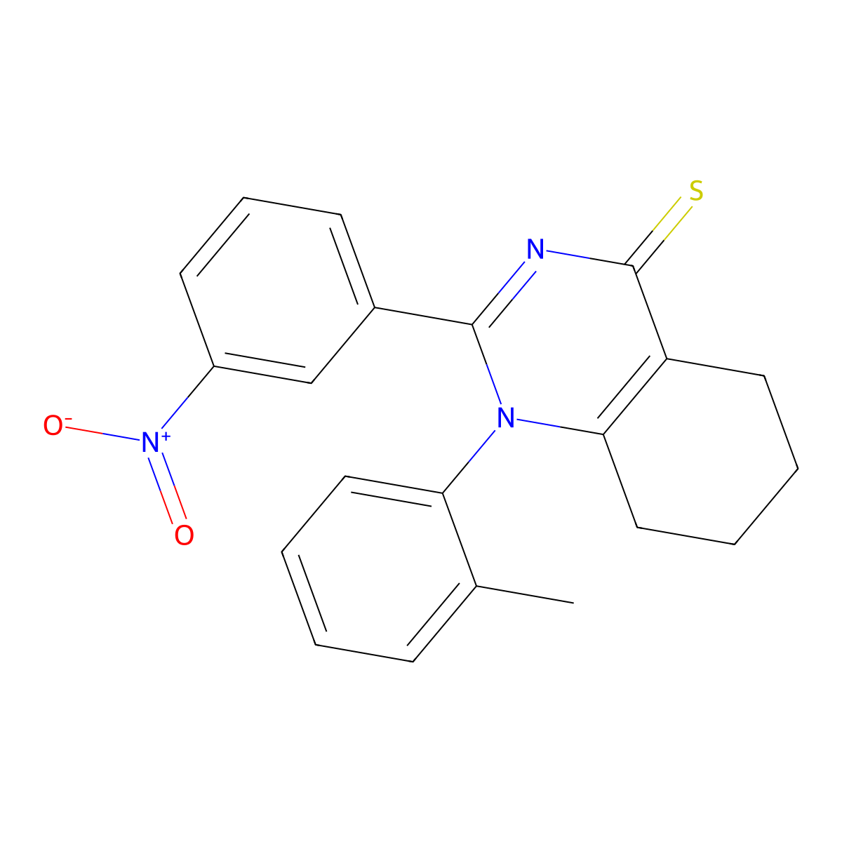 2-(3-nitrophenyl)-1-(o-tolyl)-5,6,7,8-tetrahydroquinazoline-4(1H)-thione molecular structure, CAS 433689-87-3