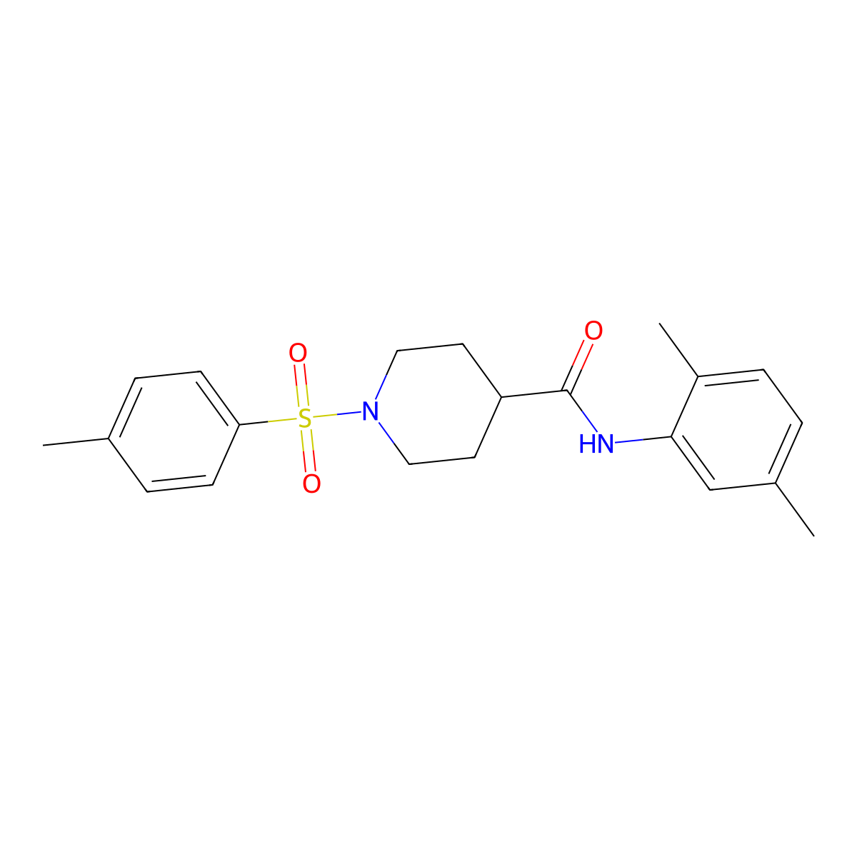 N-(2,5-dimethylphenyl)-1-(4-methylphenyl)sulfonylpiperidine-4-carboxamide molecular structure, CAS 433689-99-7