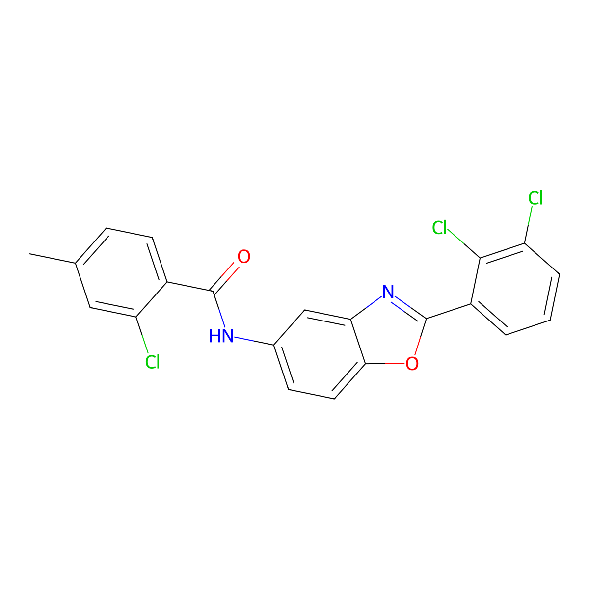 2-chloro-N-[2-(2,3-dichlorophenyl)-1,3-benzoxazol-5-yl]-4-methylbenzamide molecular structure, CAS 433690-06-3