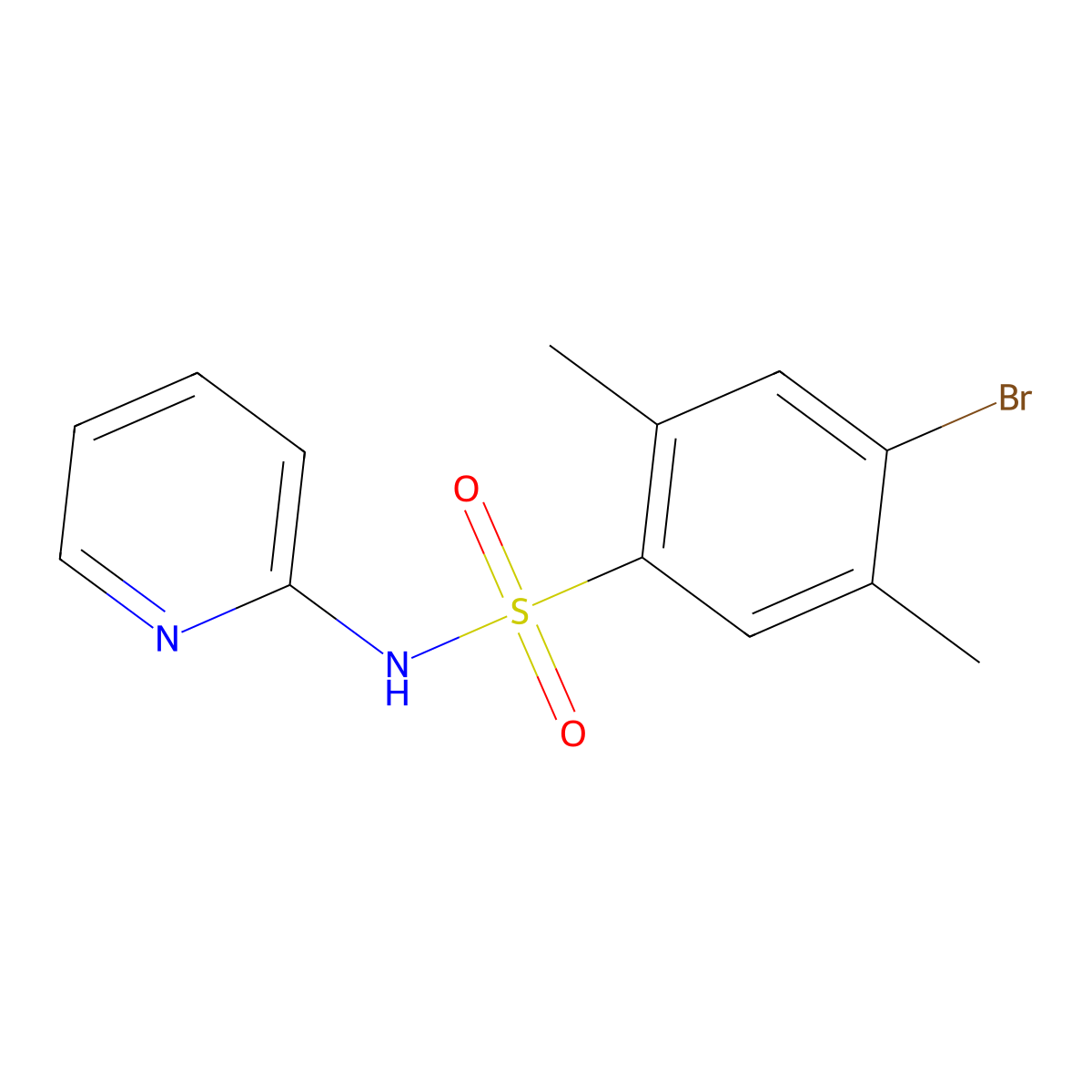 4-bromo-2,5-dimethyl-N-(2-pyridinyl)benzenesulfonamide molecular structure, CAS 433690-14-3