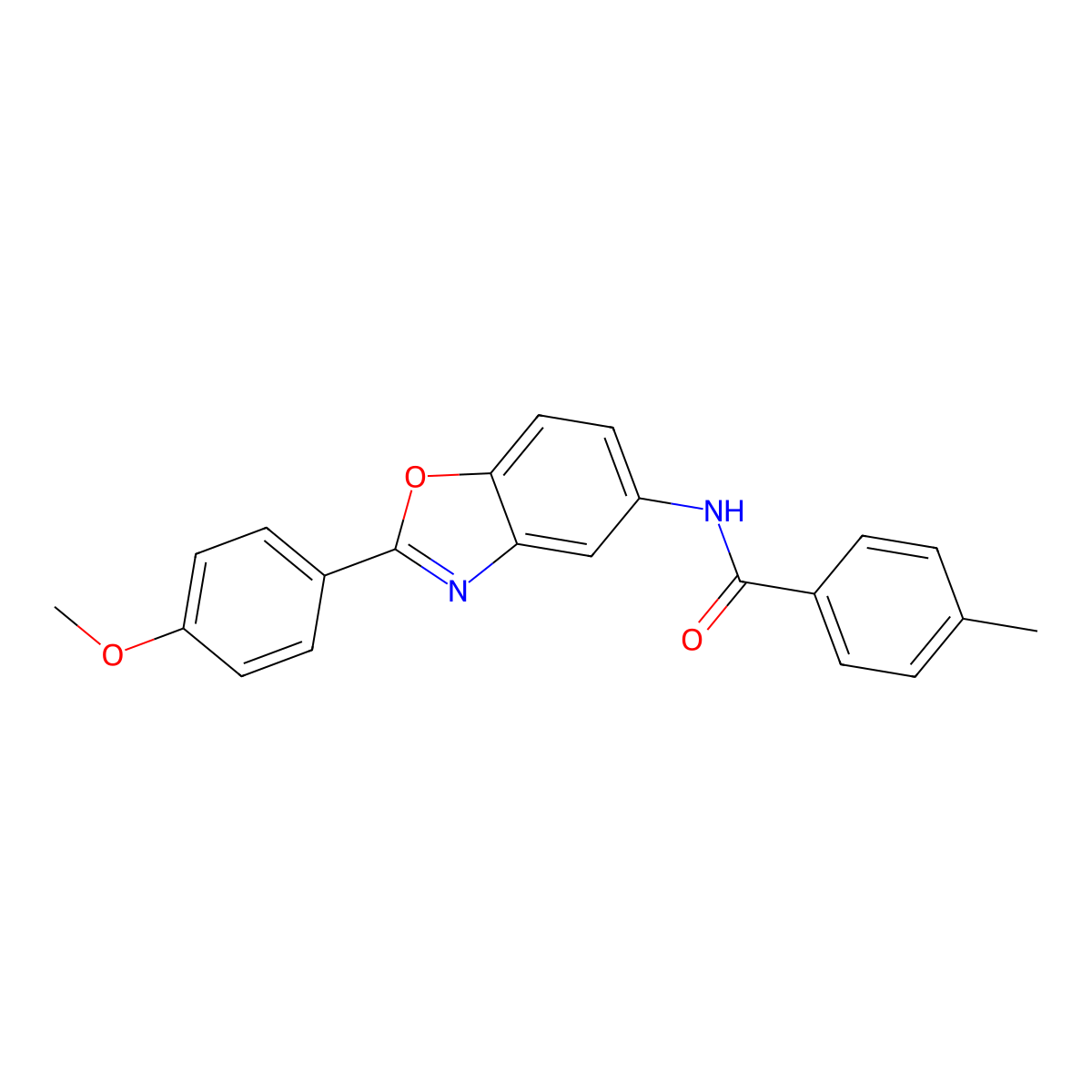 N-[2-(4-methoxyphenyl)-1,3-benzoxazol-5-yl]-4-methylbenzamide molecular structure, CAS 433690-23-4