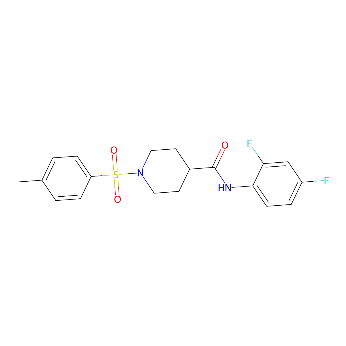 N-(2,4-difluorophenyl)-1-(4-methylbenzenesulfonyl)piperidine-4-carboxamide molecular structure, CAS 433690-32-5